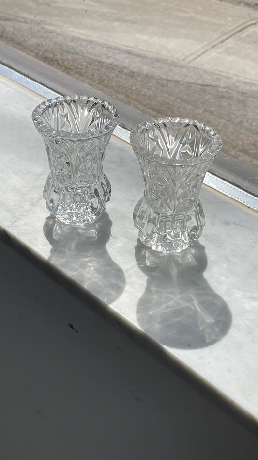 Pair of Cut Glass Toothpick Holders / Vases