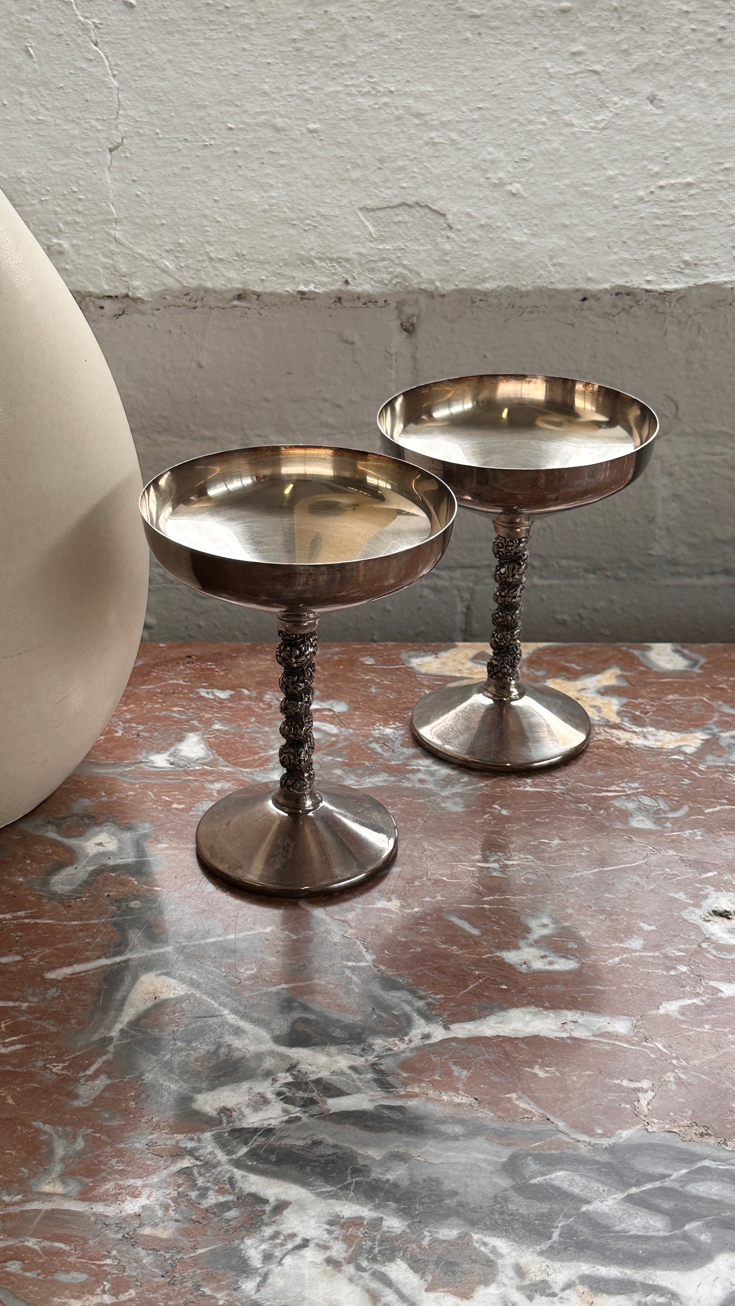 Pair of Silver Cocktail Glasses
