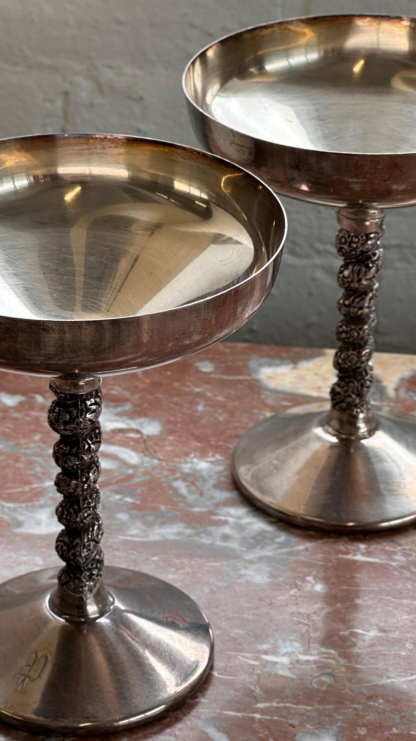 Pair of Silver Cocktail Glasses