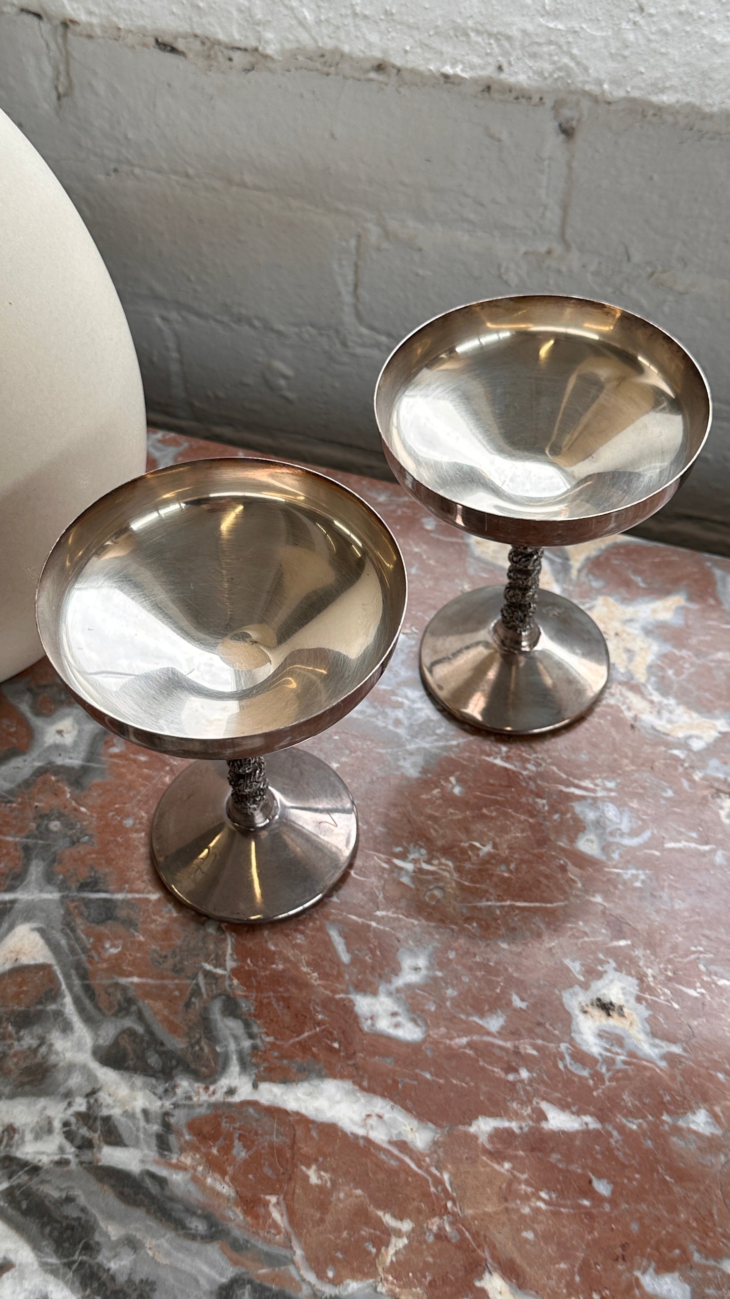Pair of Silver Cocktail Glasses