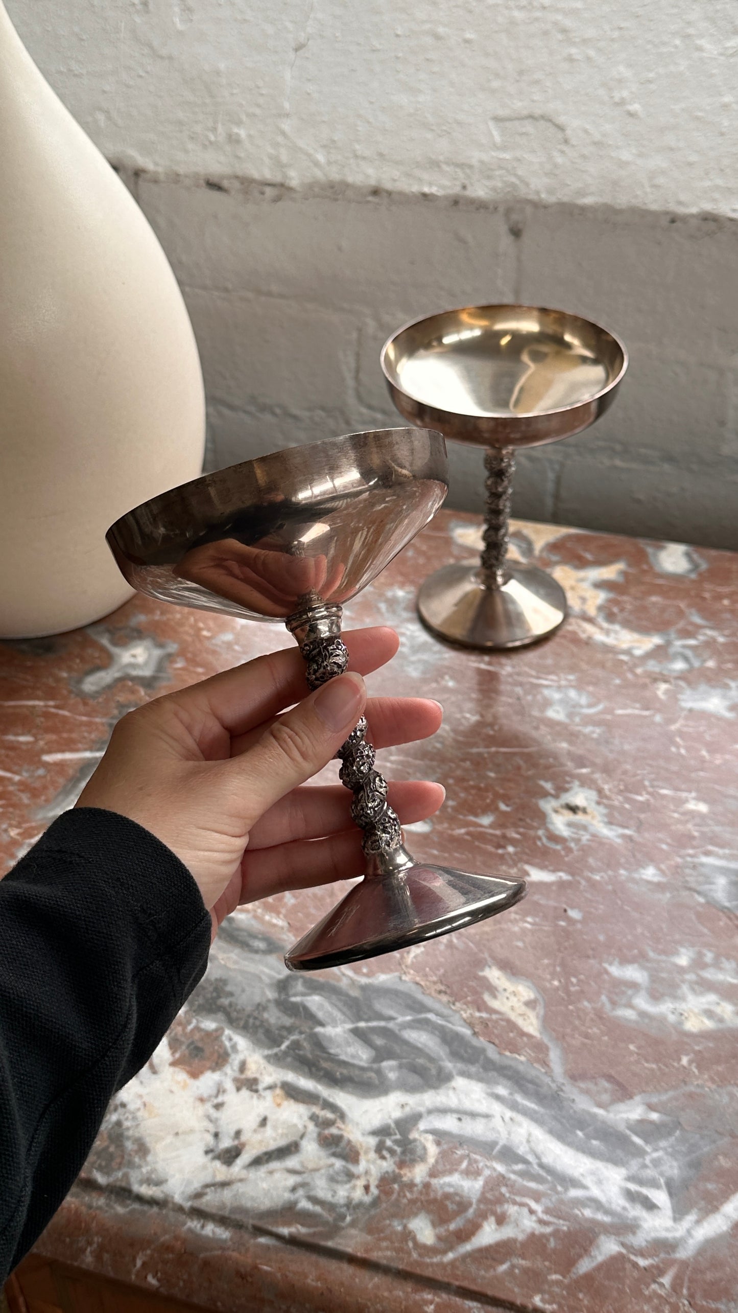 Pair of Silver Cocktail Glasses