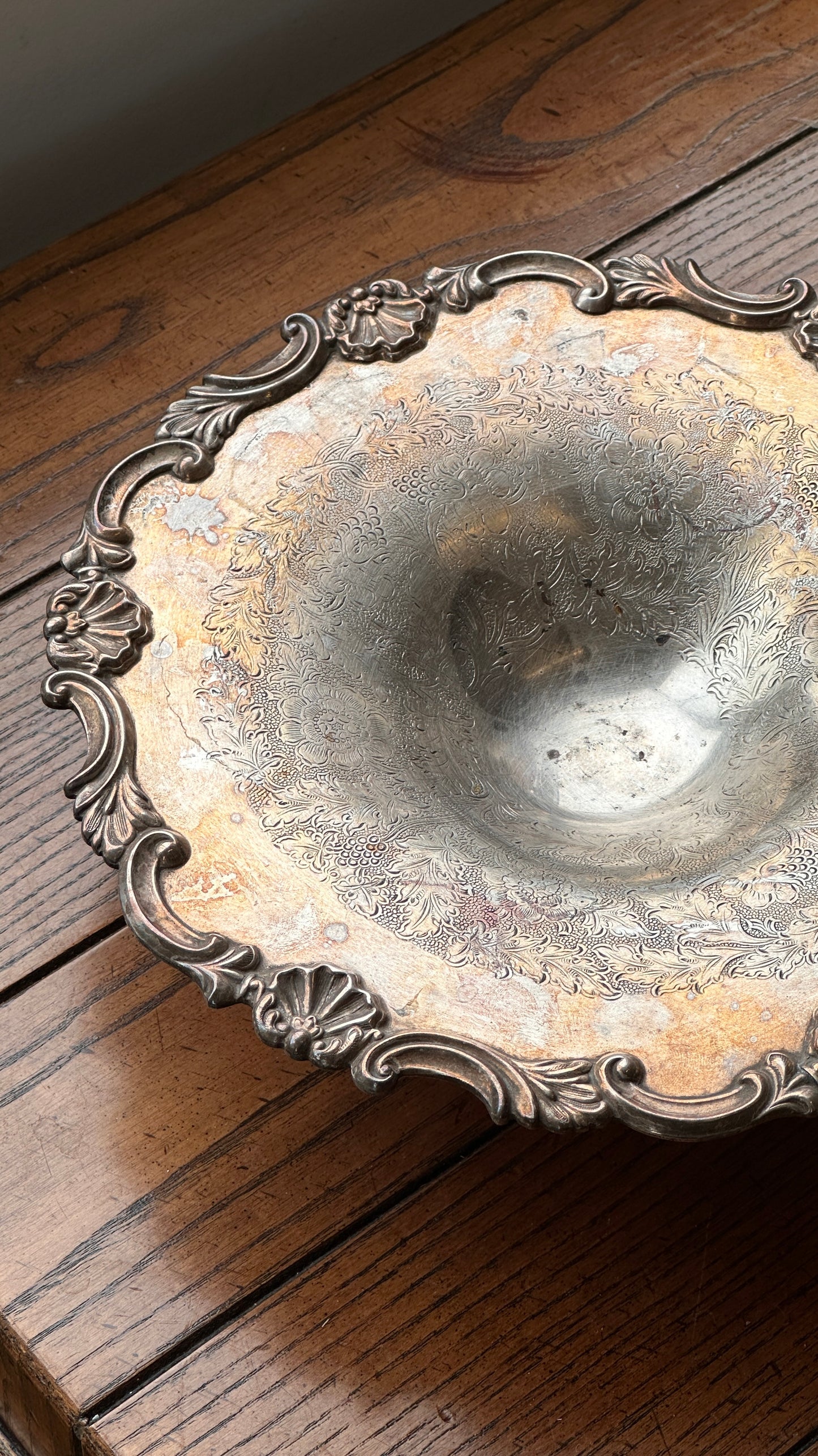 Antique Engraved Silver Serving Tray