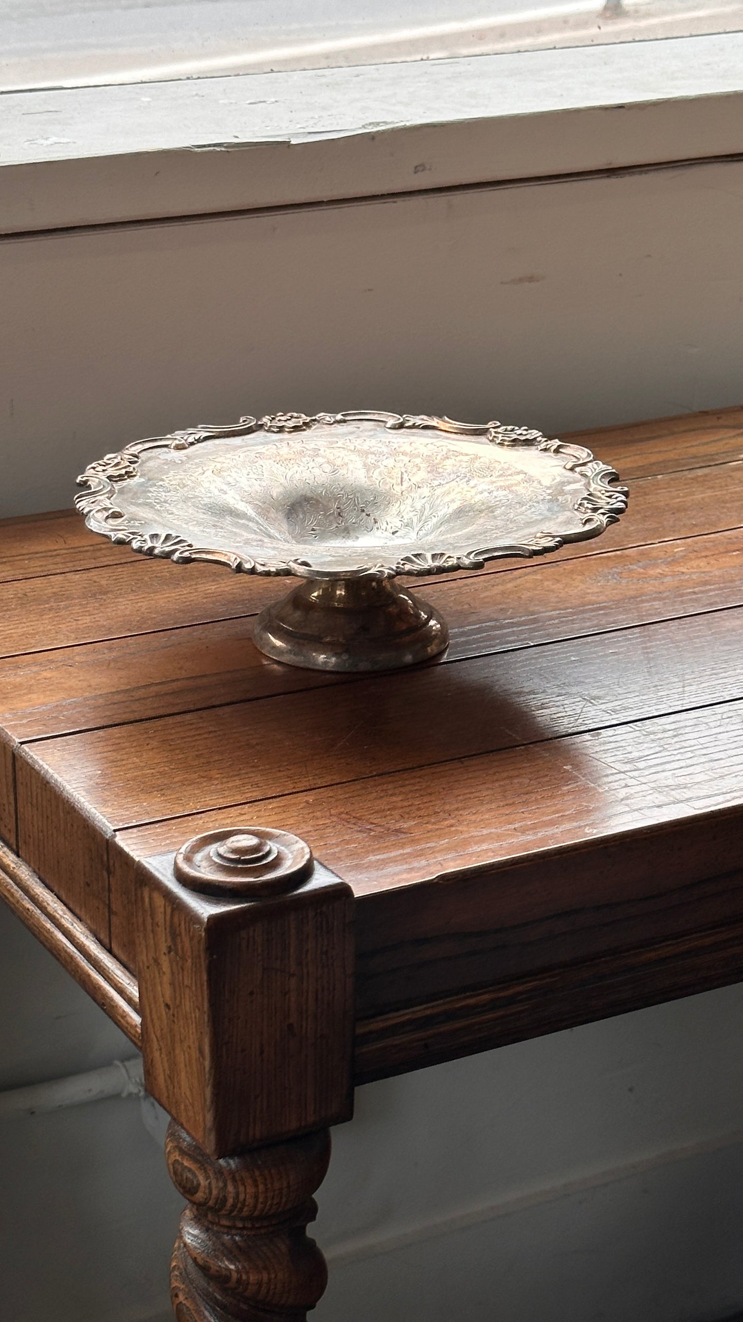 Antique Engraved Silver Serving Tray