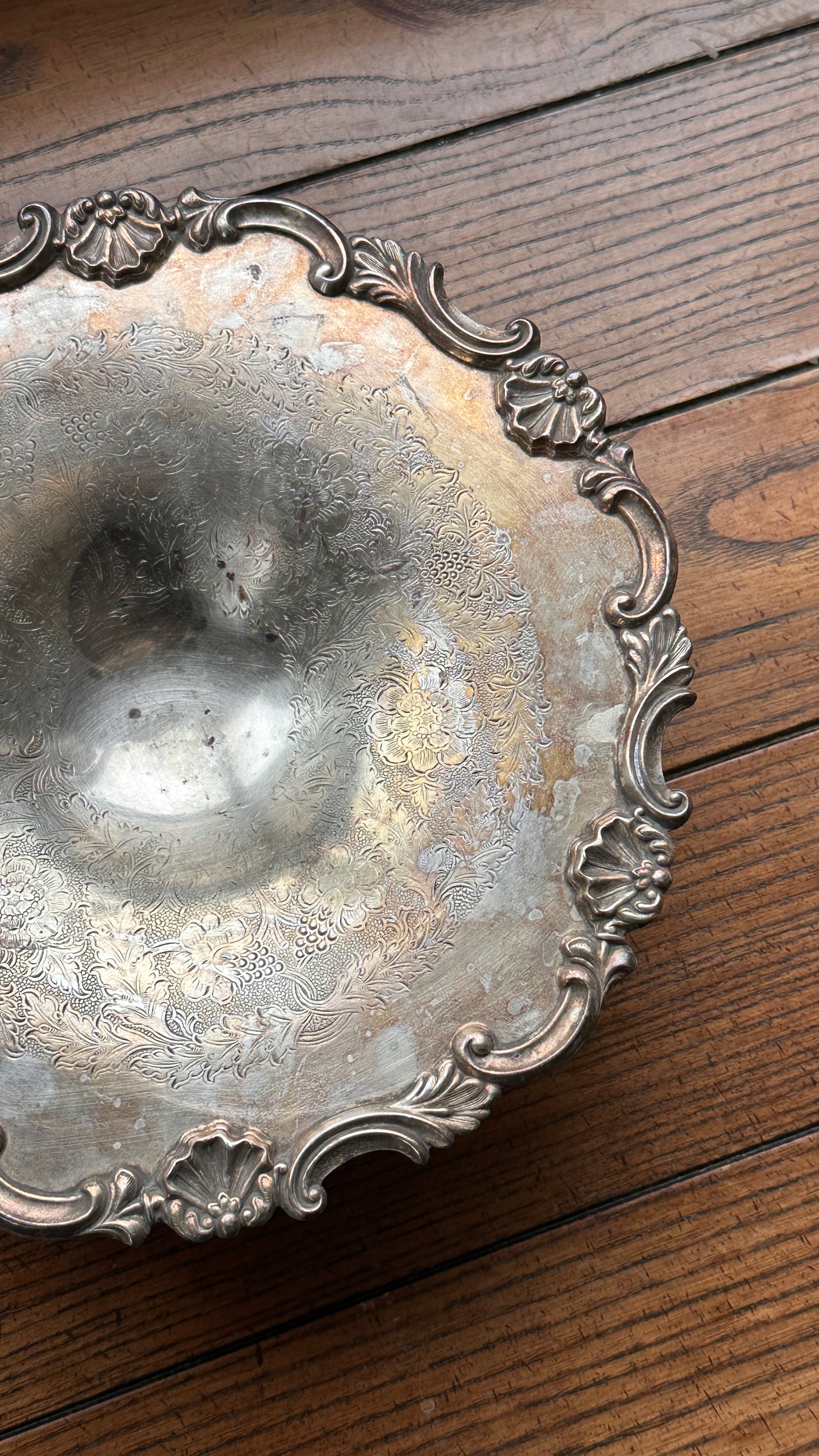 Antique Engraved Silver Serving Tray