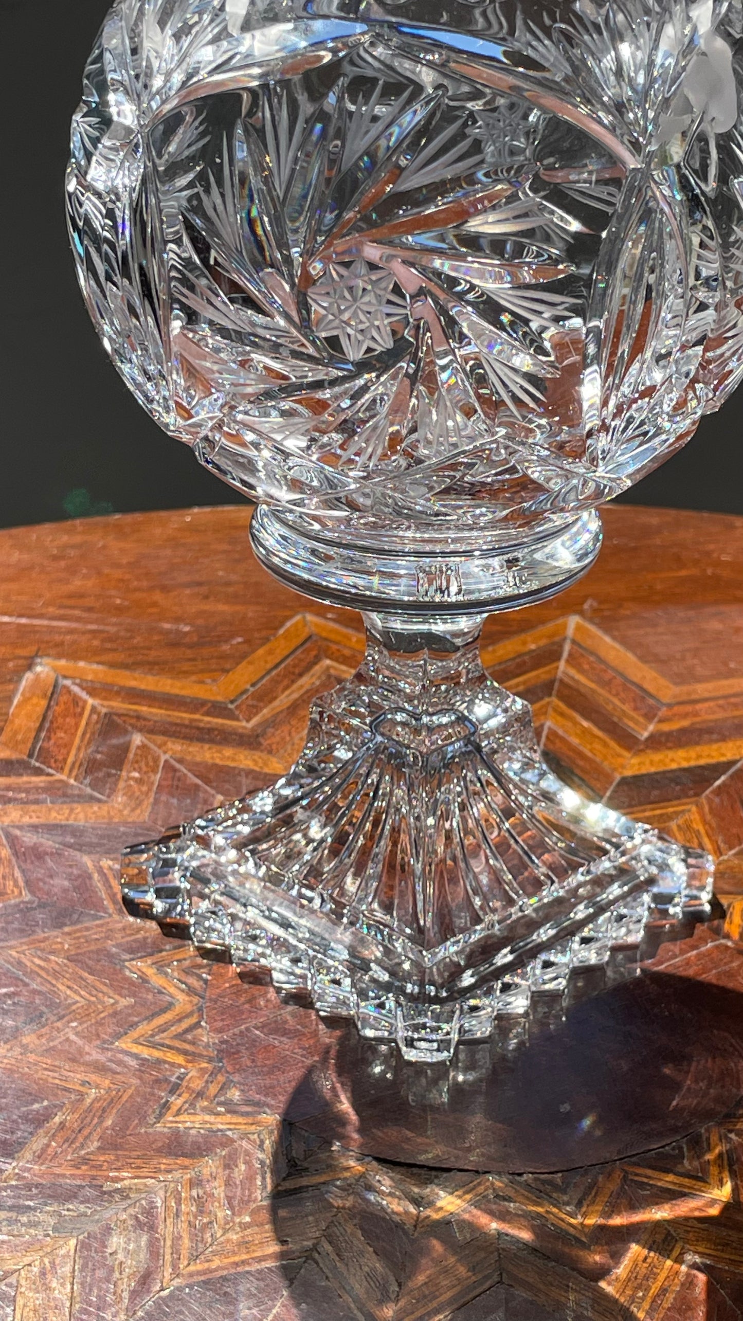 EAPG Orb Leaded Crystal Ball Vase / Candle Holder