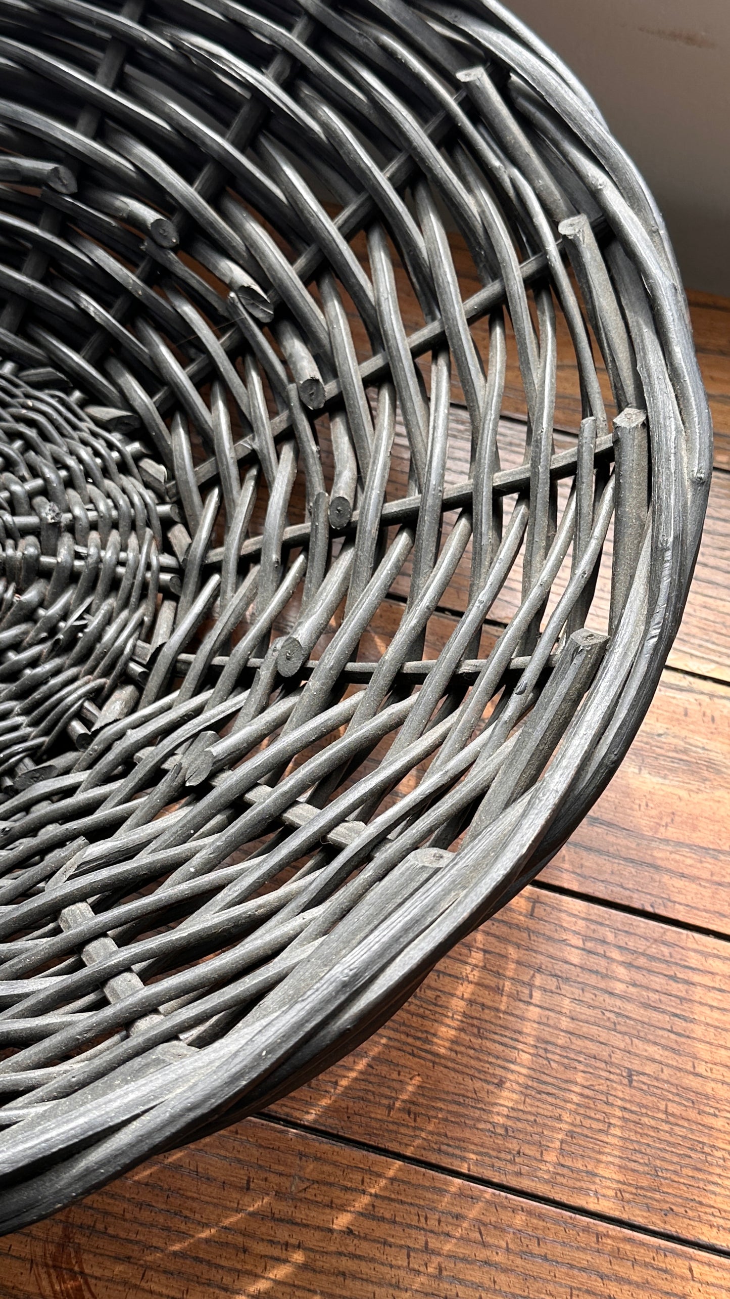 Pair of Large Black Wicker Bowls