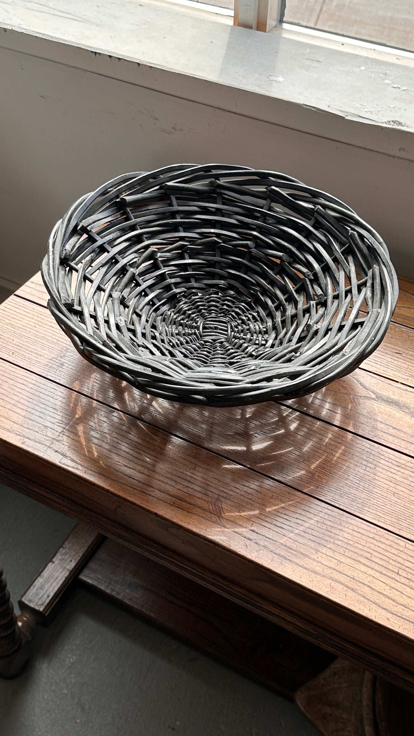 Pair of Large Black Wicker Bowls