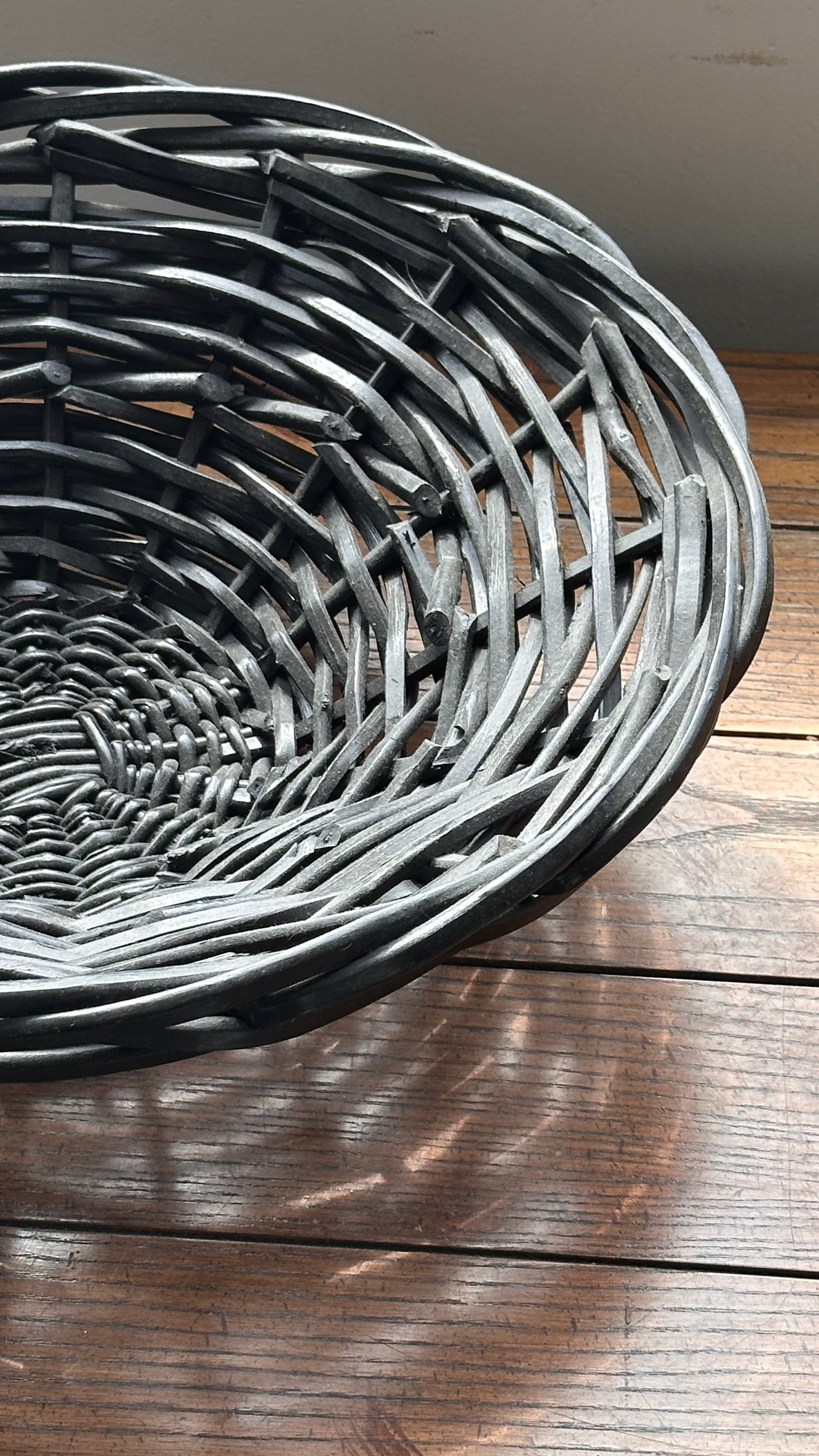 Pair of Large Black Wicker Bowls