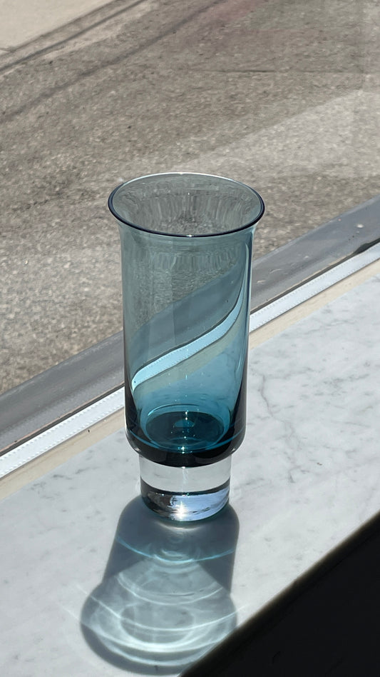 Mid Century Blue Glass Vase