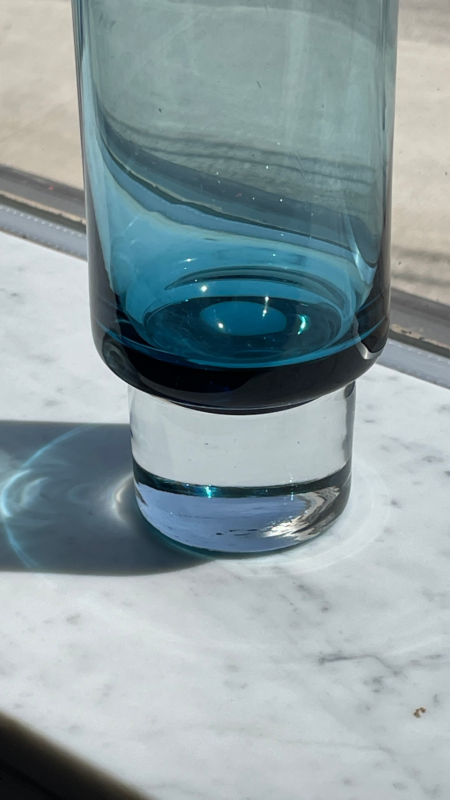 Mid Century Blue Glass Vase