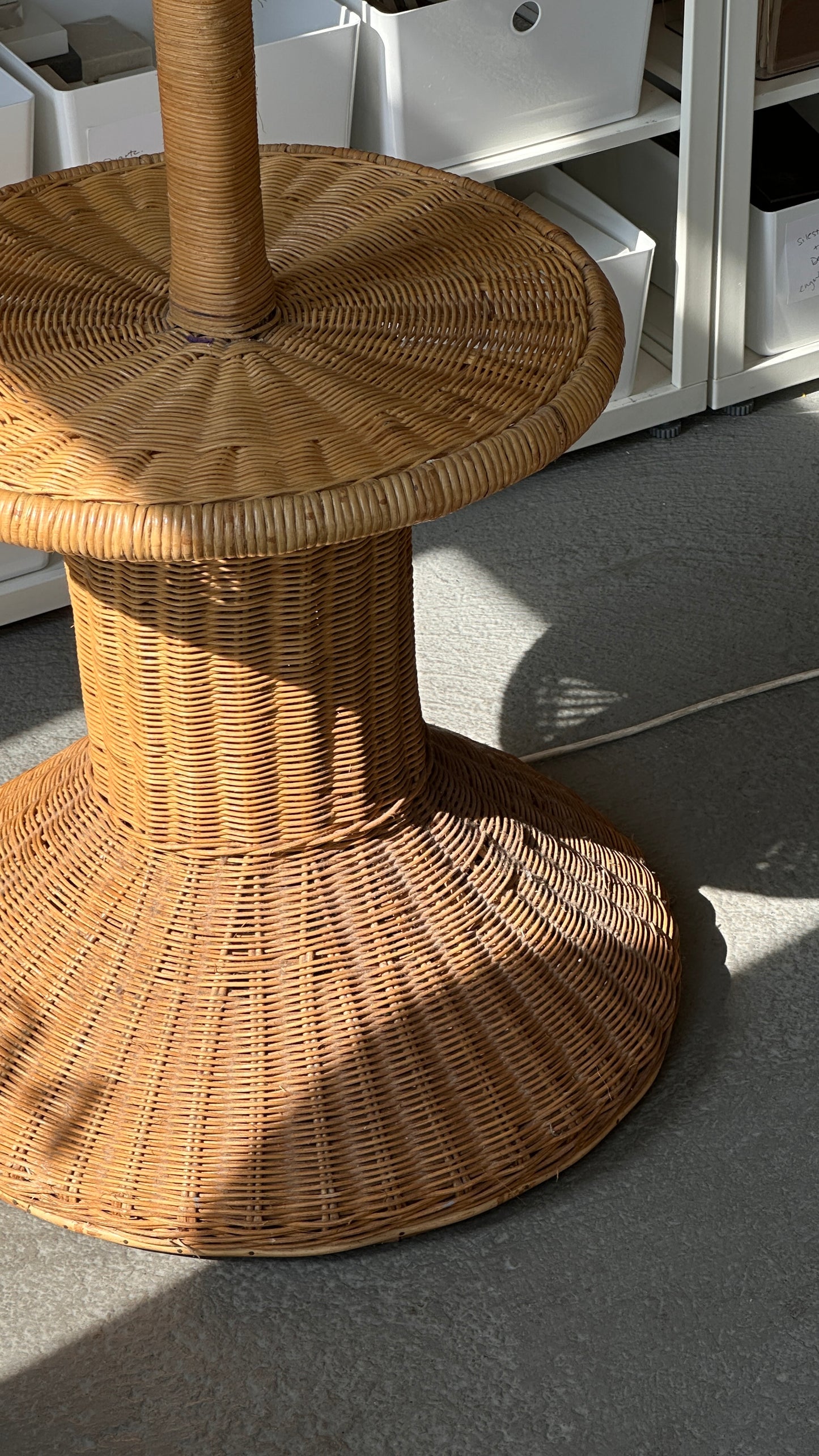 Vintage Wicker Lamp with Table