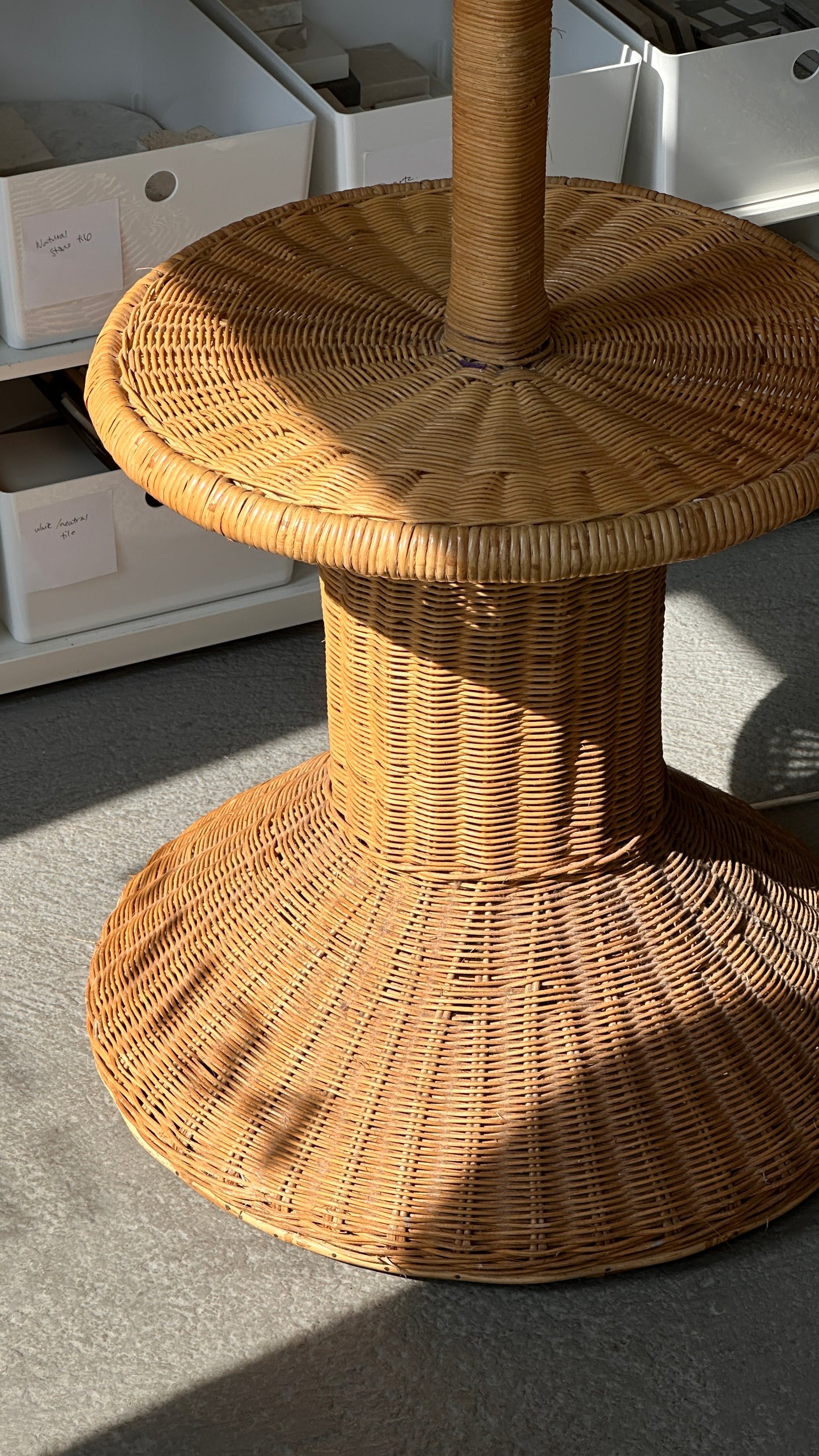 Vintage Wicker Lamp with Table