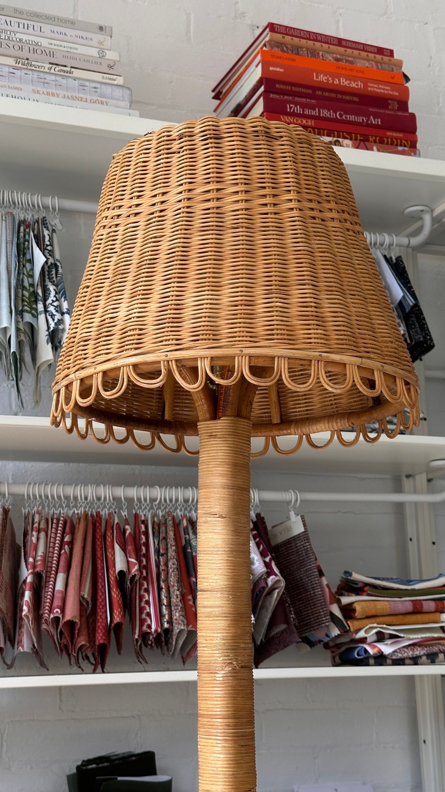 Vintage Wicker Lamp with Table