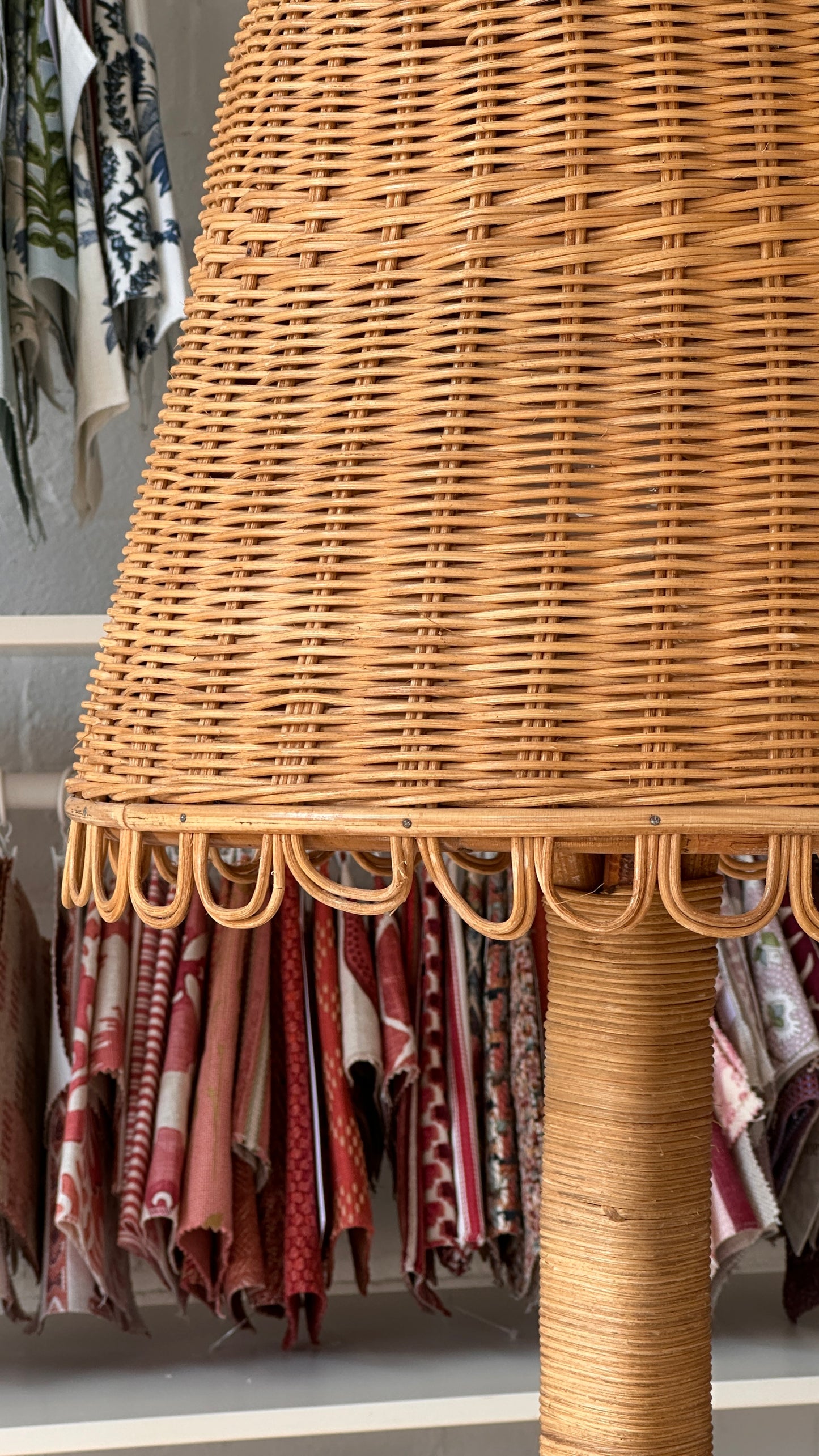 Vintage Wicker Lamp with Table