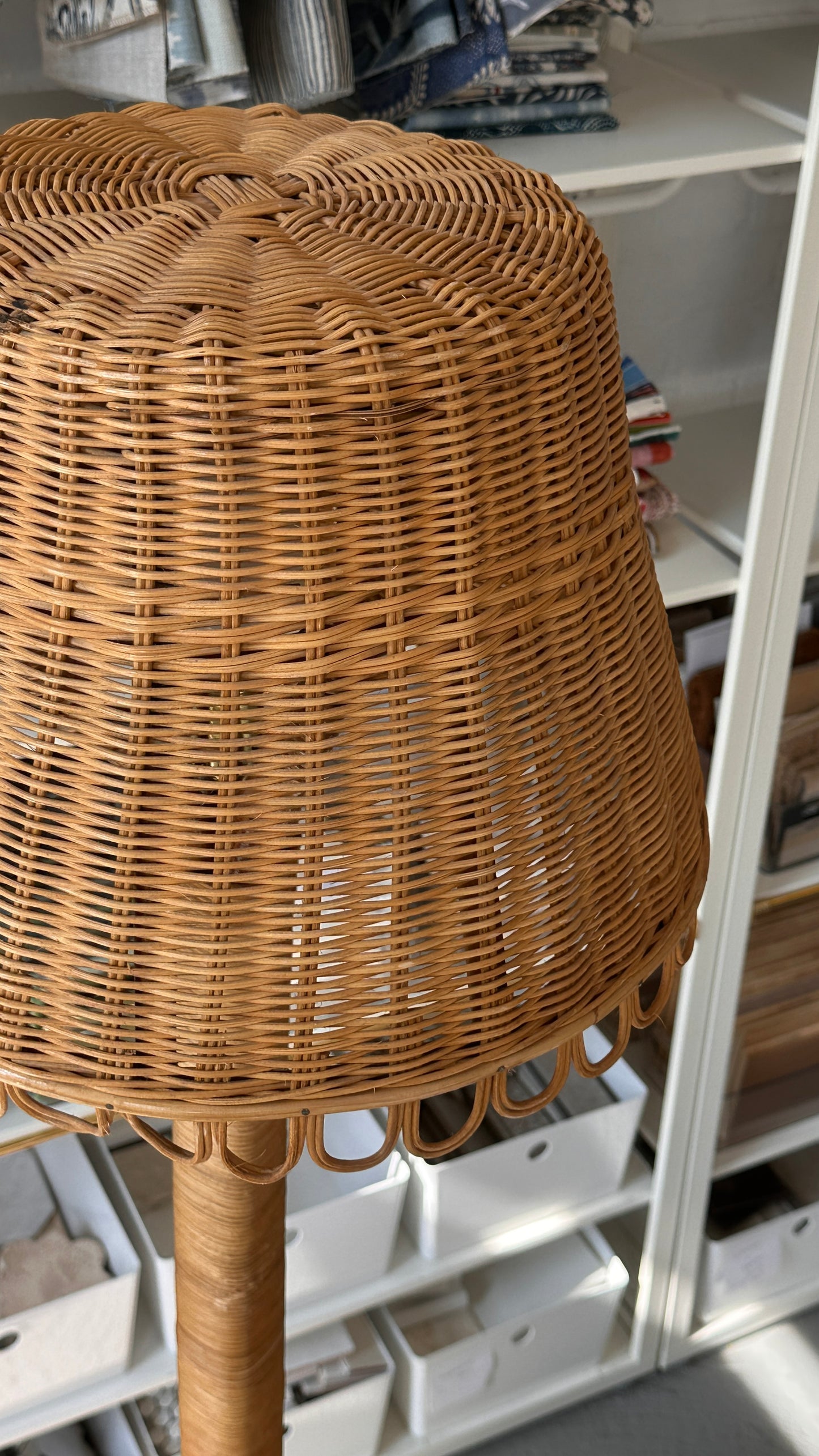 Vintage Wicker Lamp with Table