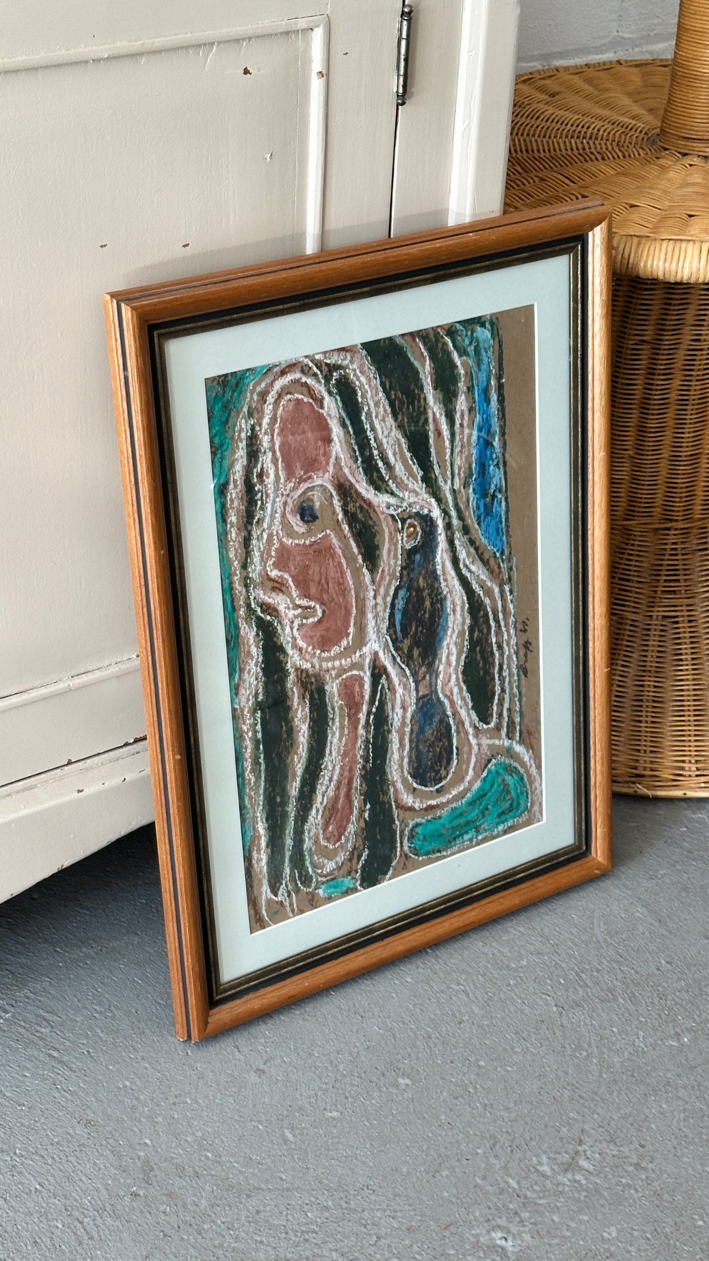 Framed Abstract Crayon Portrait