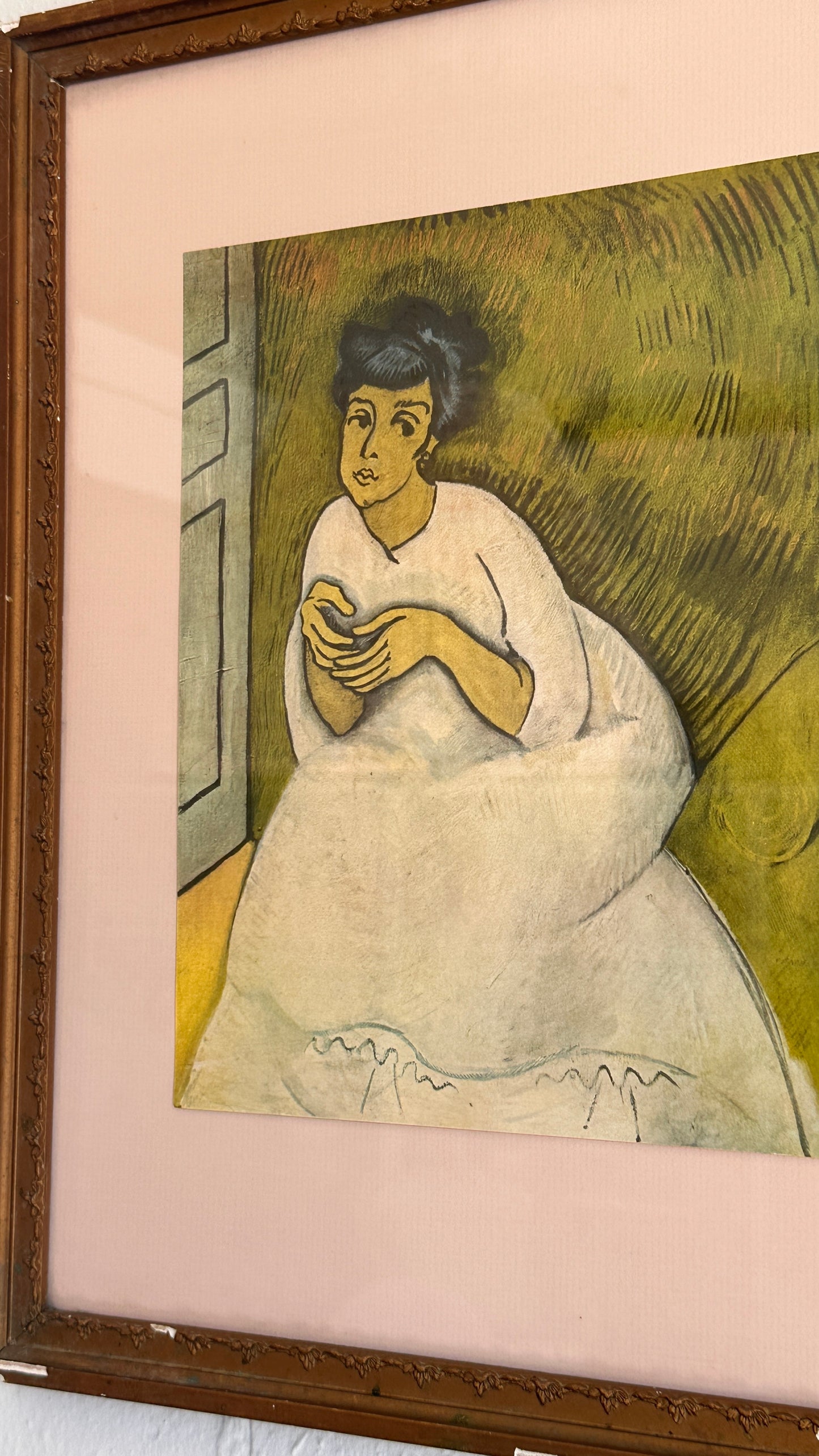 Vintage Framed Print of "The Woman in Pink" by Raoul Dufy