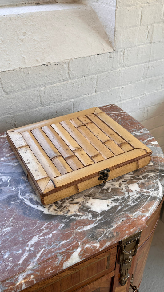 Vintage Bamboo Tea / Trinket Box