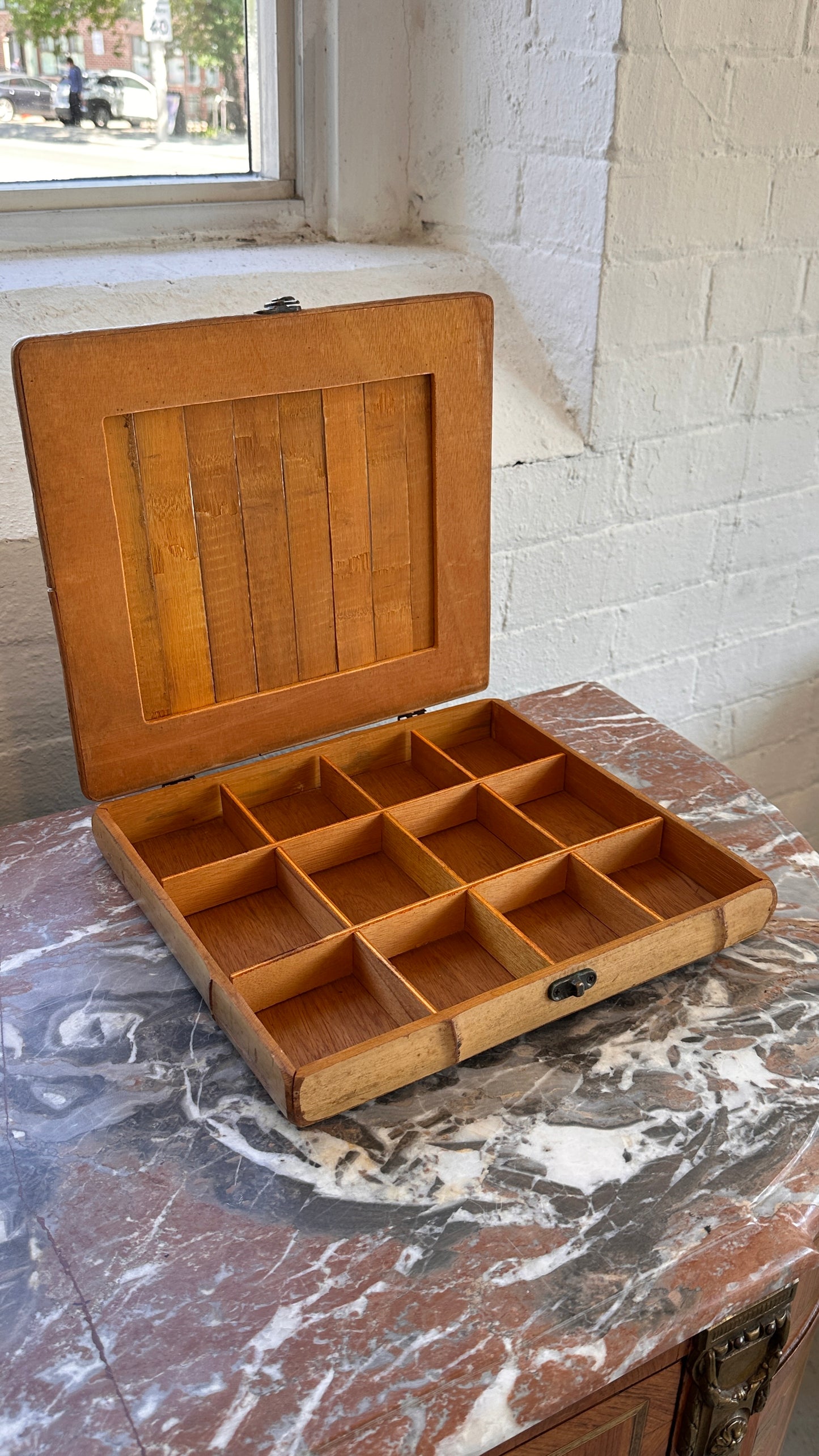 Vintage Bamboo Tea / Trinket Box