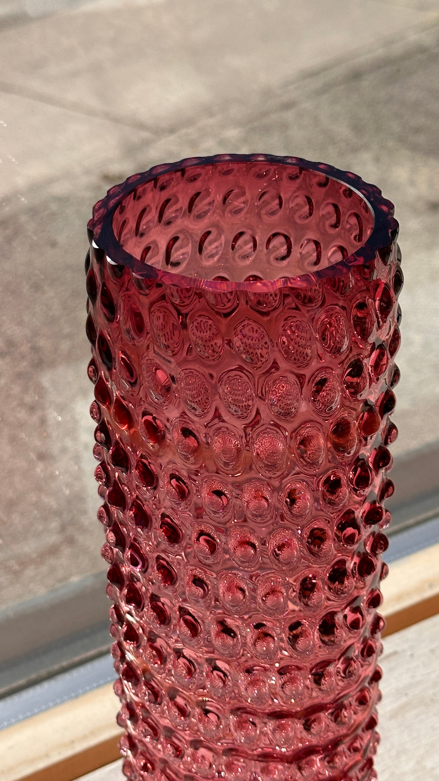 Vintage Pink Bubble Glass Vase