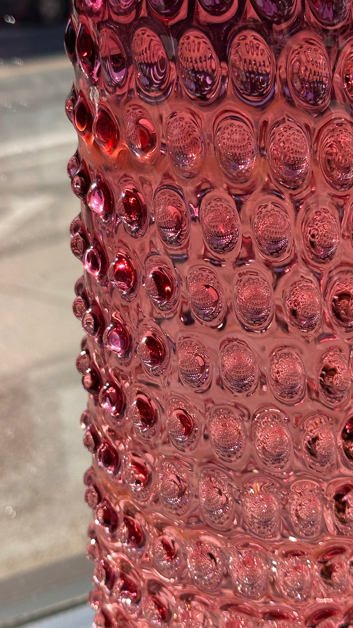 Vintage Pink Bubble Glass Vase