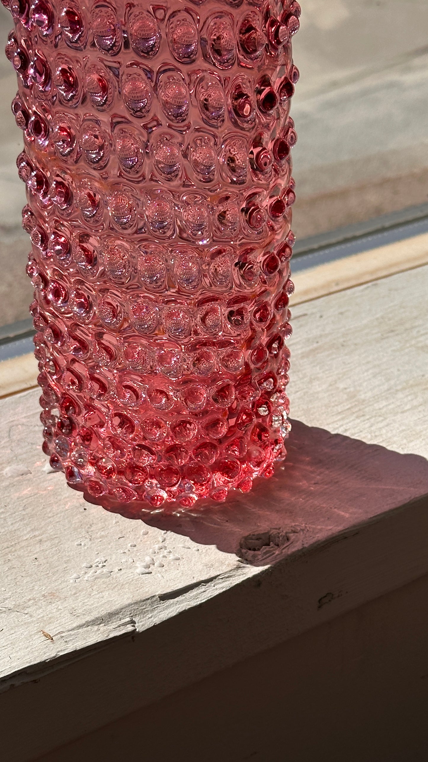 Vintage Pink Bubble Glass Vase