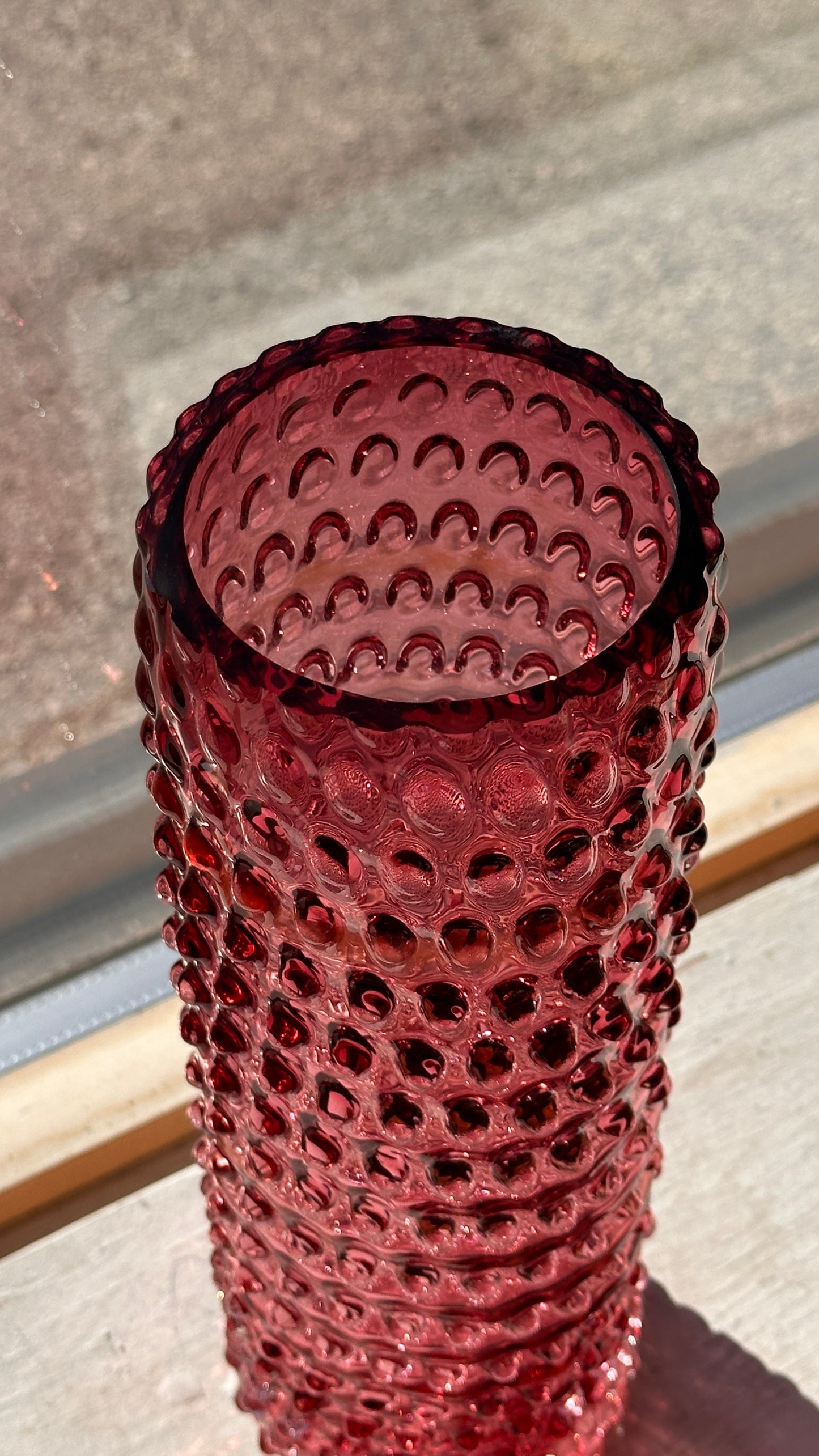 Vintage Pink Bubble Glass Vase