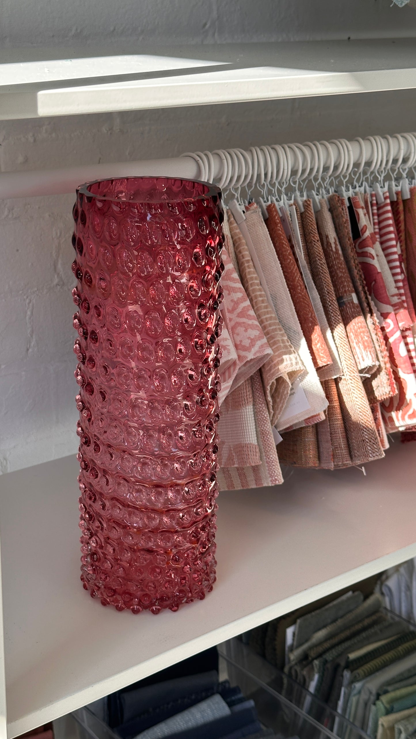 Vintage Pink Bubble Glass Vase
