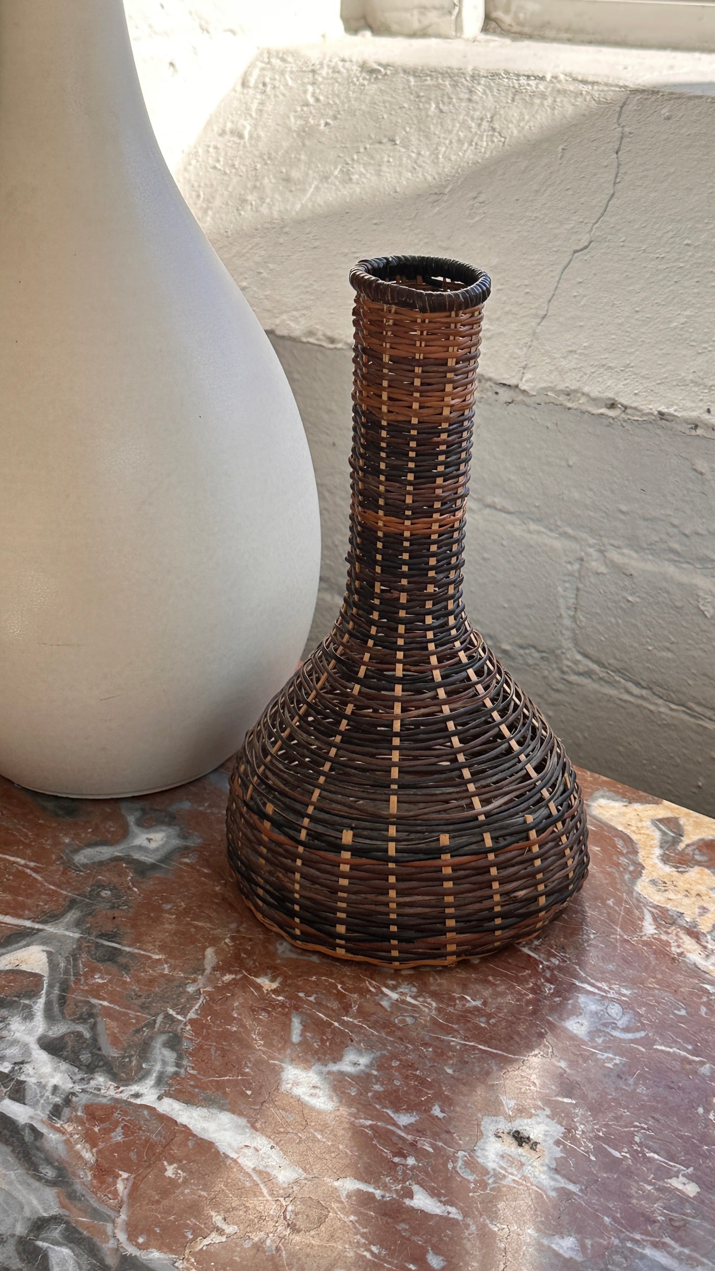 Pair of Woven Vases / Bottles