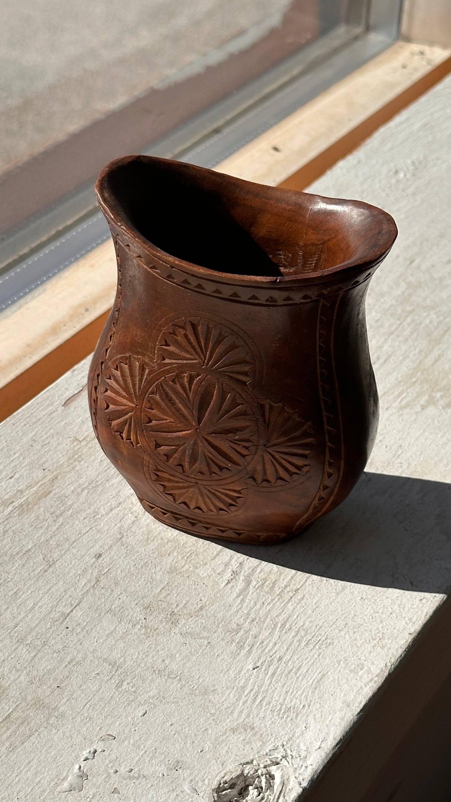 Hand Carved Yugoslavian Wood Cup