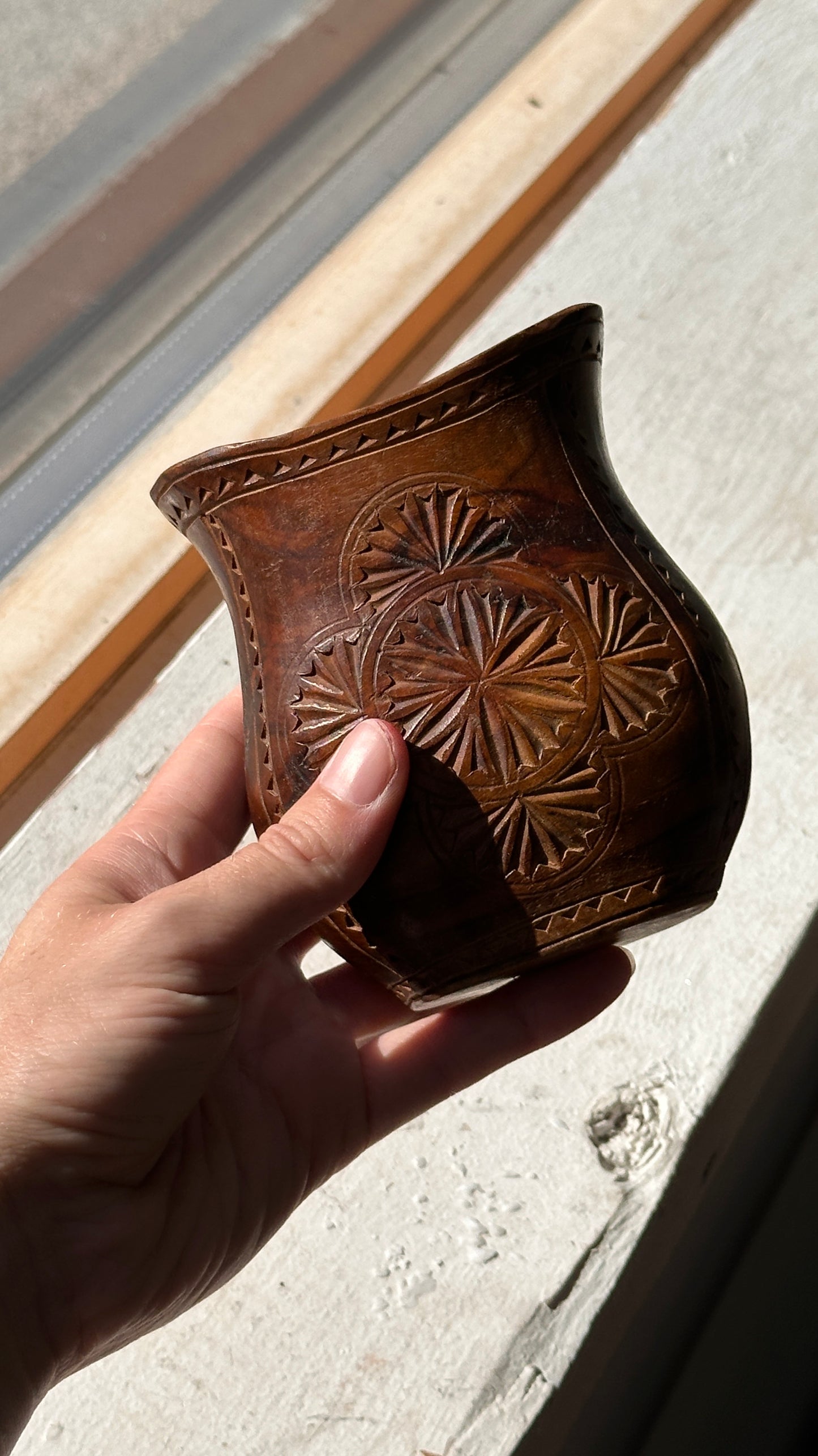 Hand Carved Yugoslavian Wood Cup