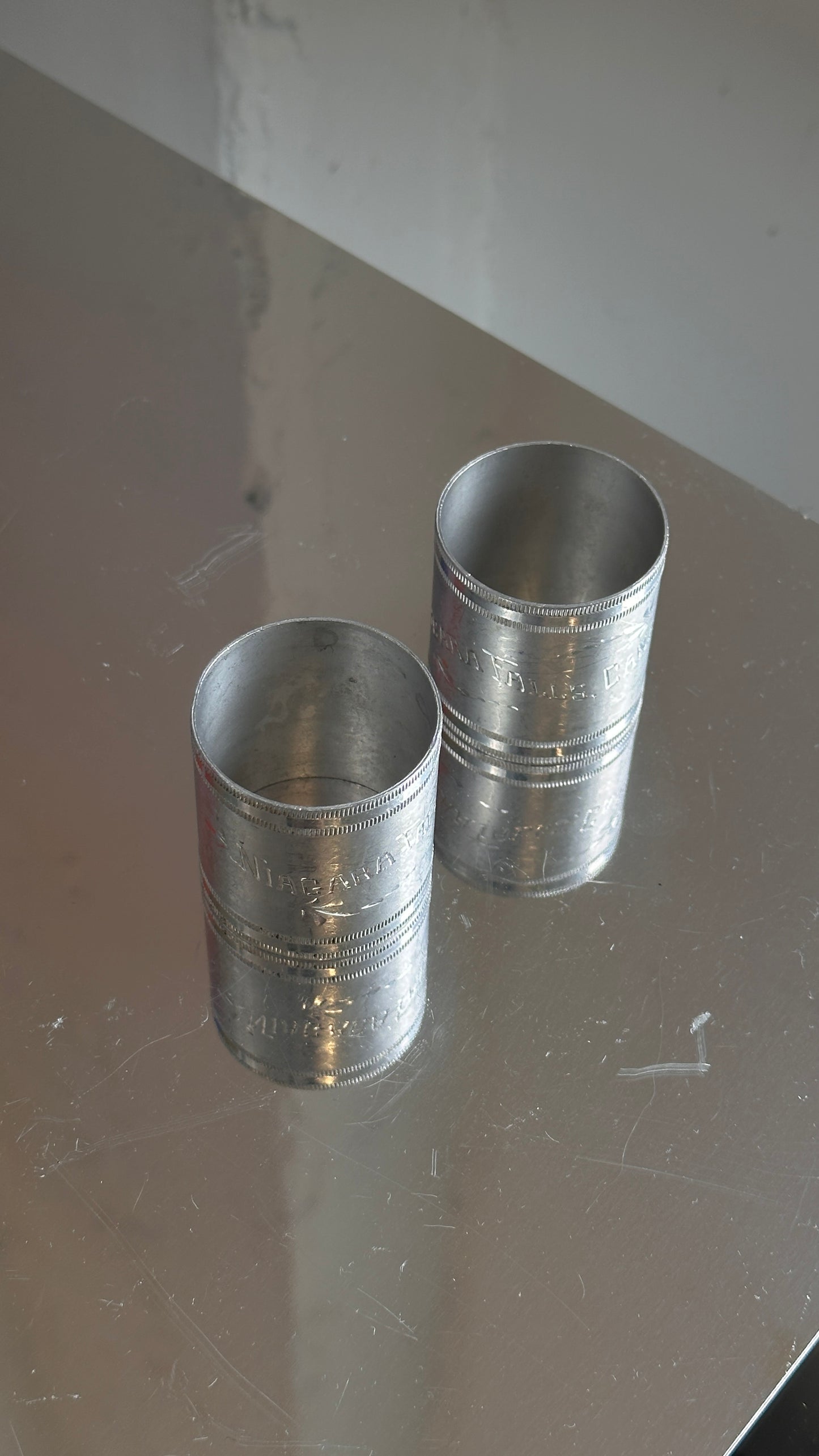 Pair of Aluminum Niagara Falls Napkin Rings