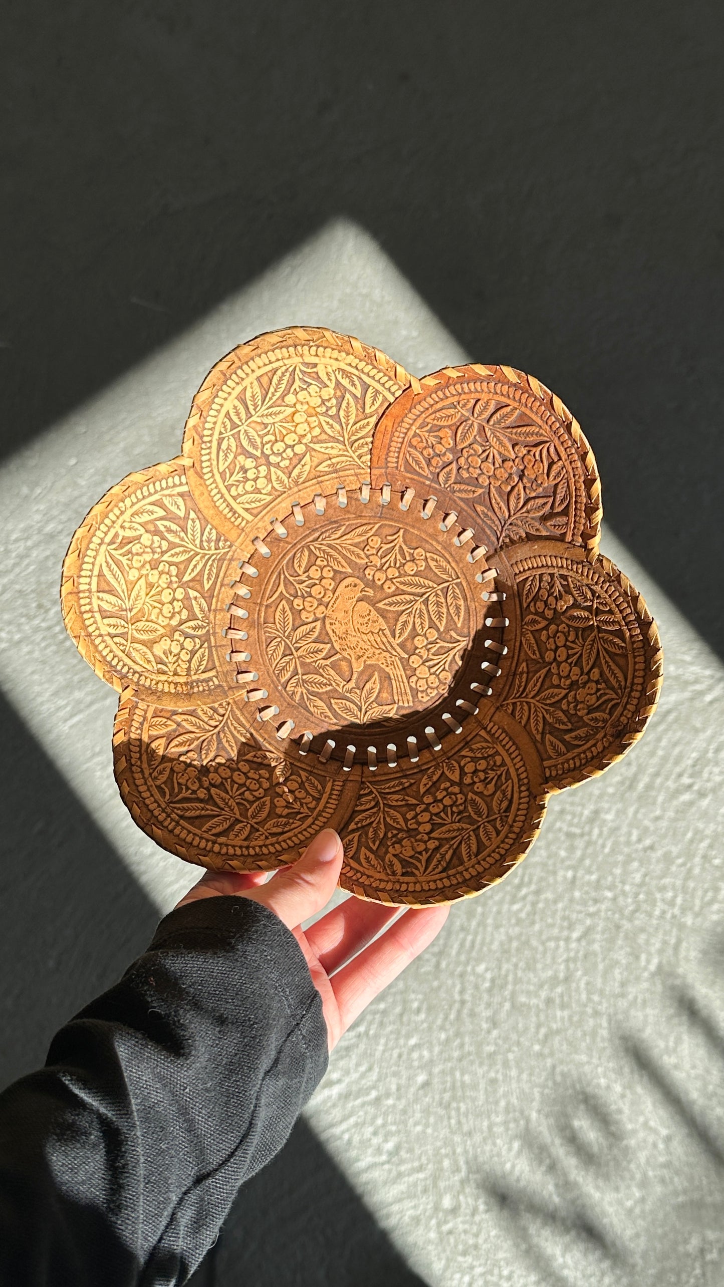 Decorative Engraved Birch Bark Bowl