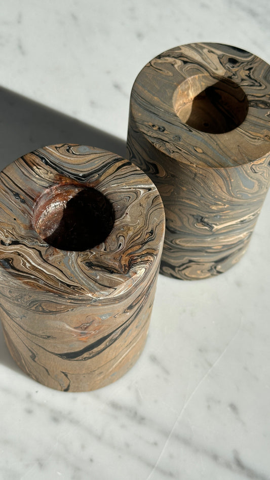 Pair of Wooden Candle Holders