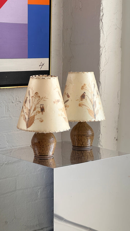 Pair of Ceramic Table Lamps with Original Shades by Hildegard Dornbusch