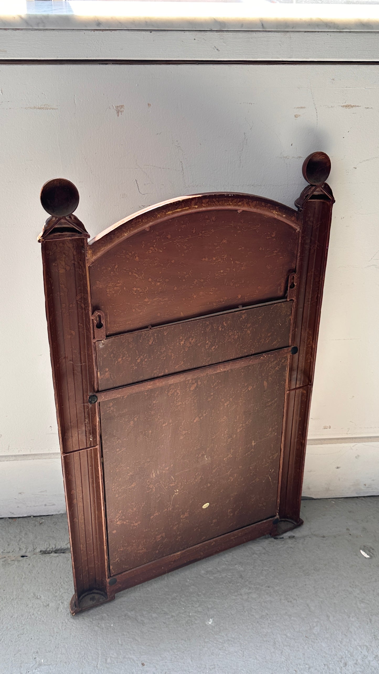 Vintage Inspired Metal Mirror with Floral Decal
