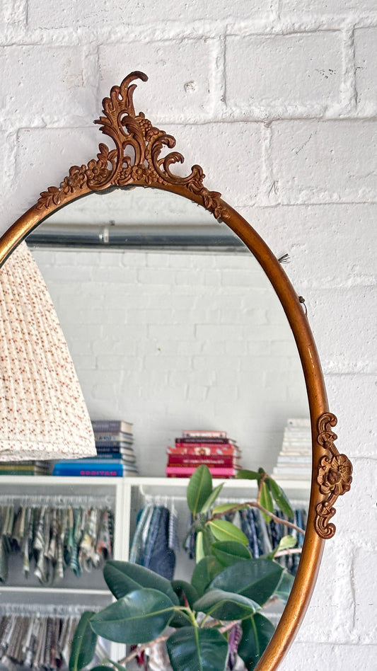 Vintage Ornate Oval Mirror