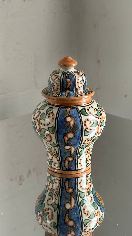 Vintage Hand Painted Mexican Talavera Ginger Jar / Urn