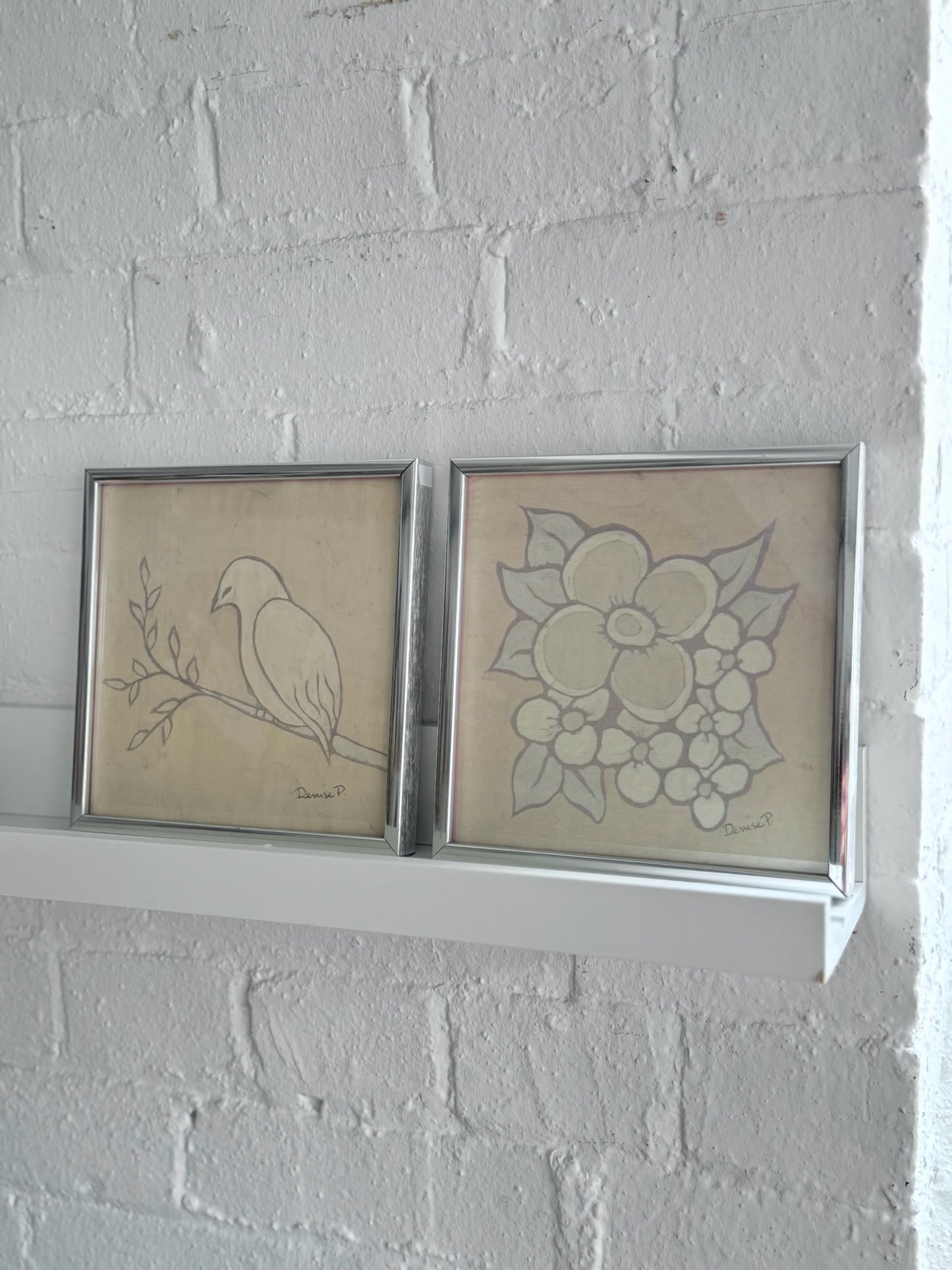 Signed Batik Artwork in Polished Chrome Frames