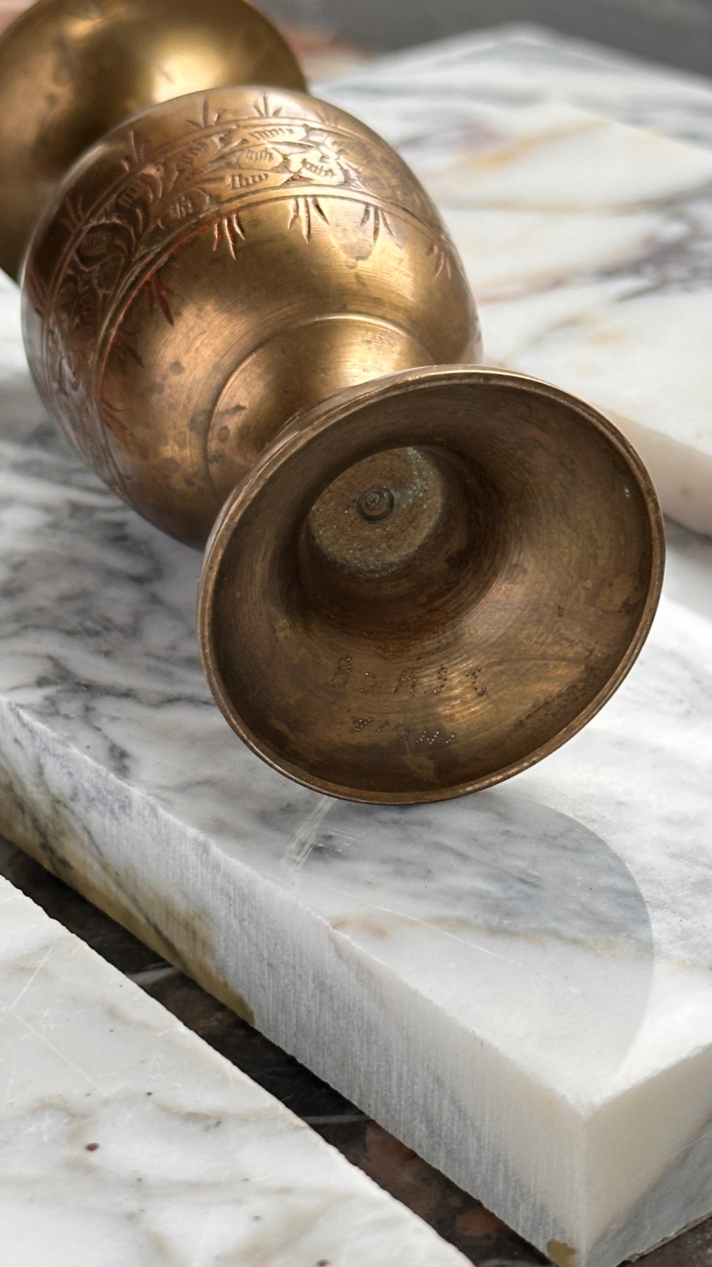 Small Indian Etched Brass Bud Vase