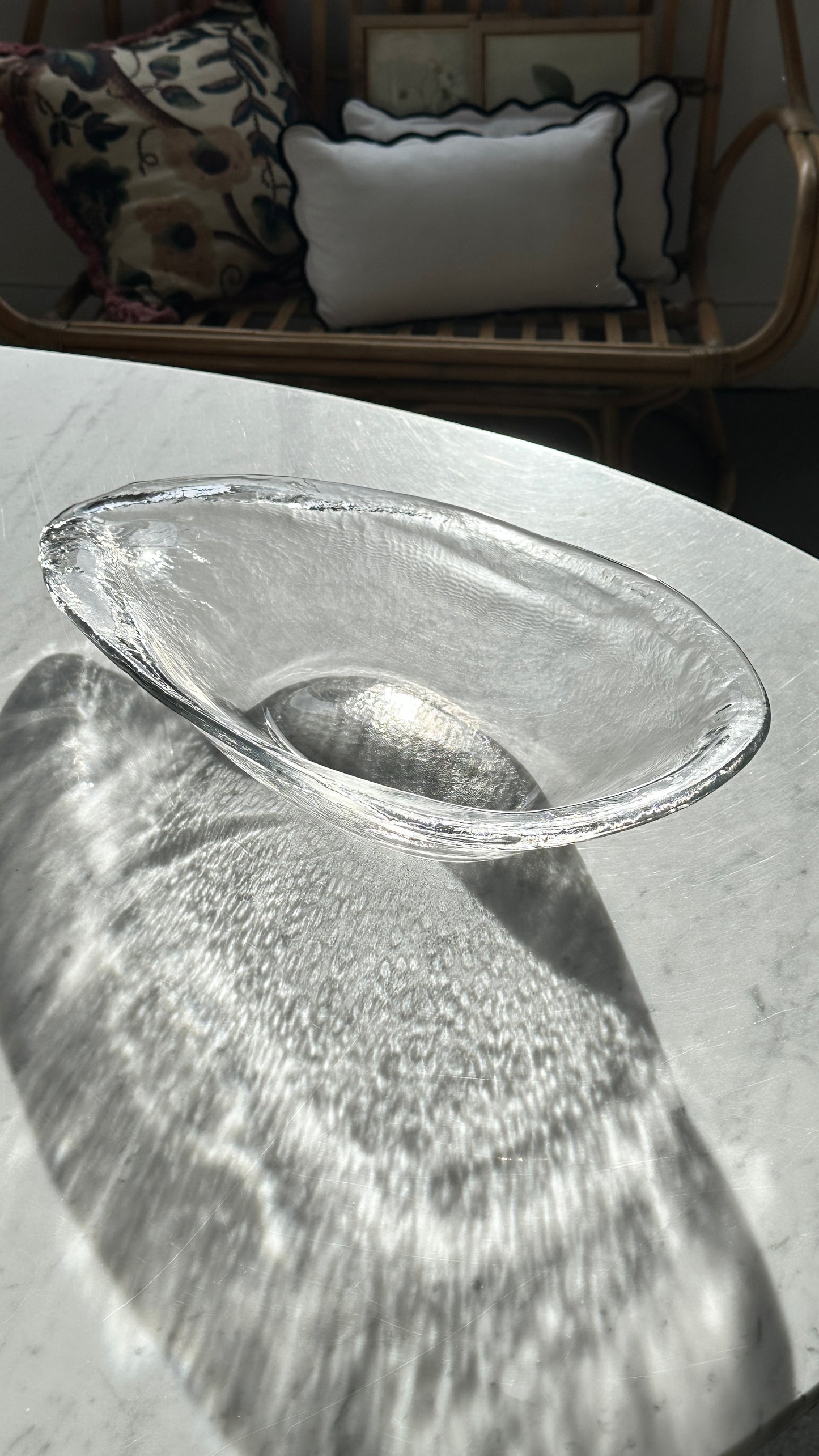 Large Glass Oyster Serving Dish