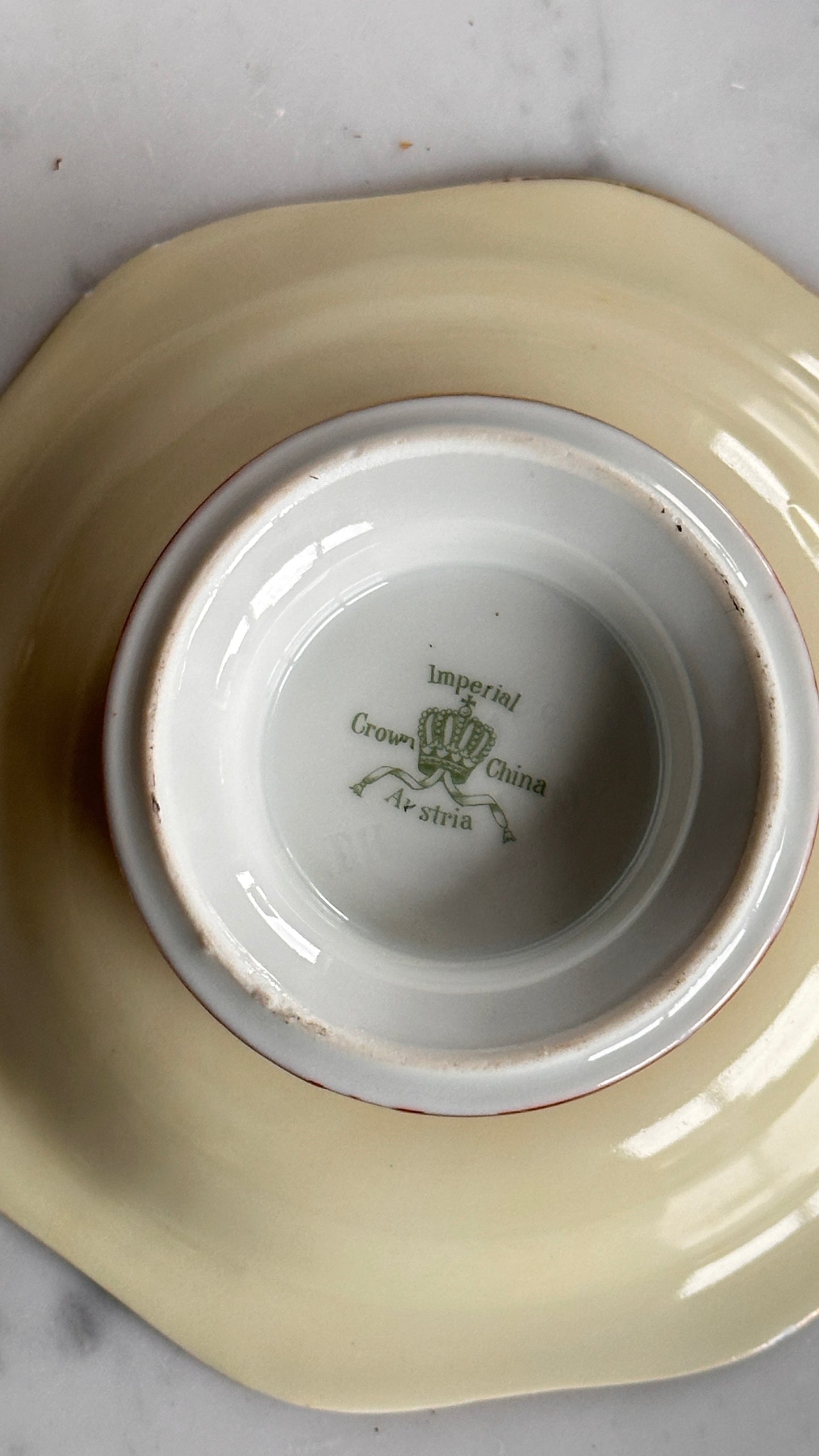 Footed Hand Painted Porcelain Bowl by Imperial Crown China Austria