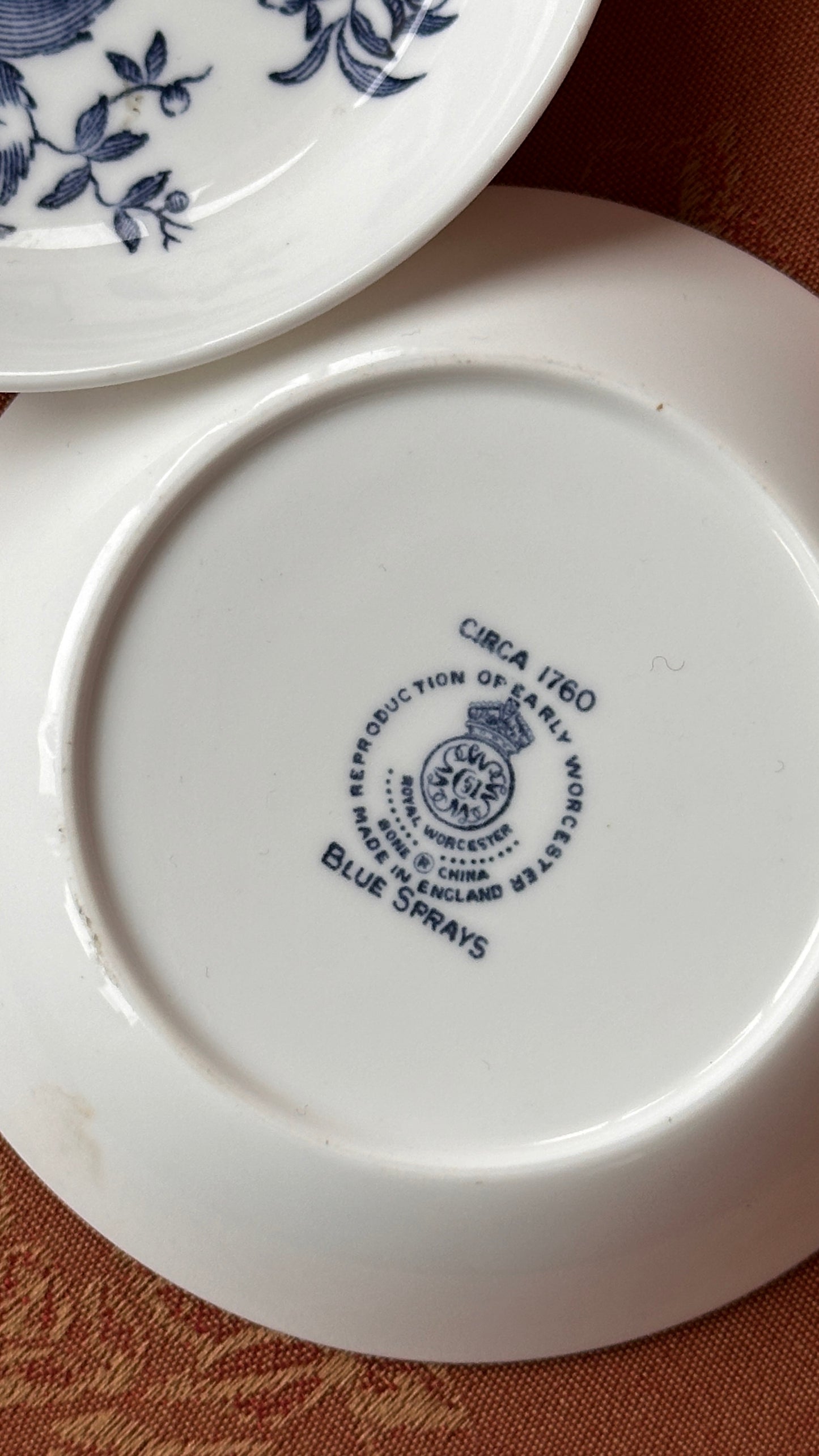 Pair of Royal Worcester 'Blue Sprays' Bone China Dishes