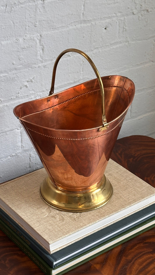 Antique Lombard Copper and Brass Coal Bucket