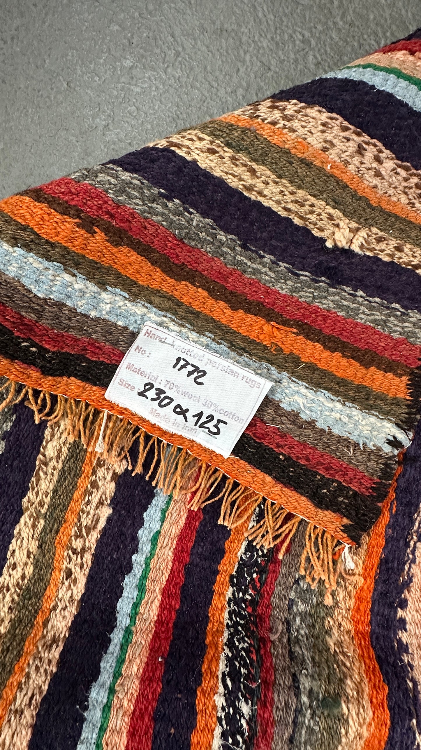Multi-Colour Striped Wool Rug