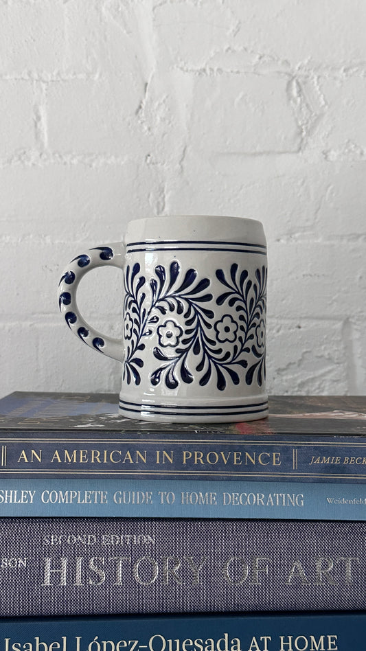 Large Decorated Ceramic Mug / Beer Stein by Ceramarte LTDA, Brazil