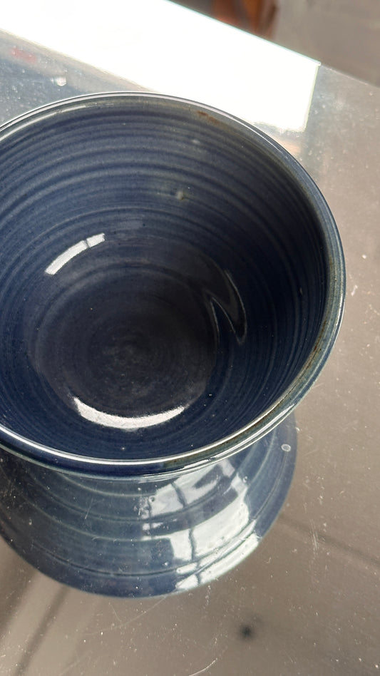 Turned Blue Ceramic Bowl