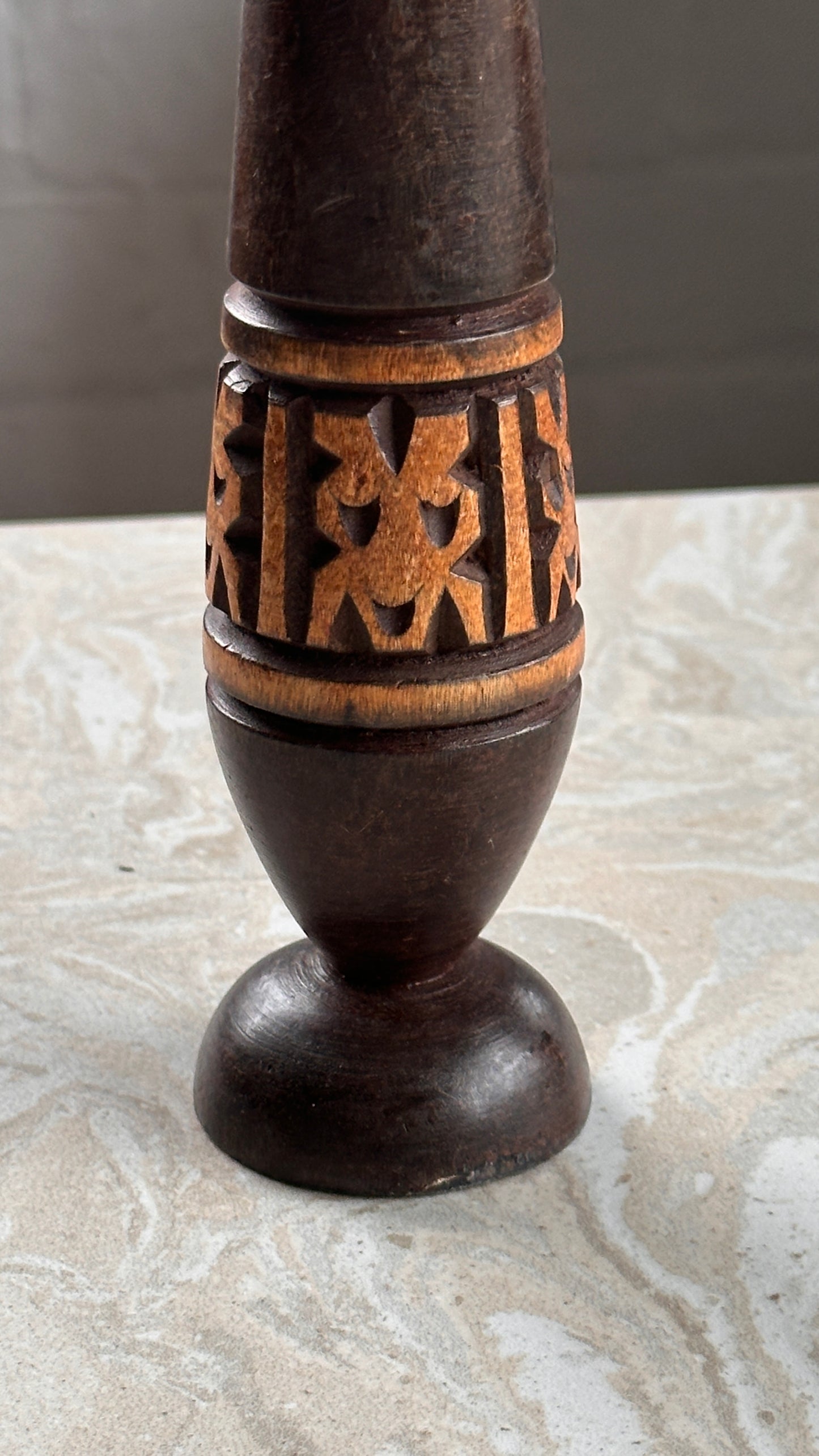 Hand Carved Wooden Vase
