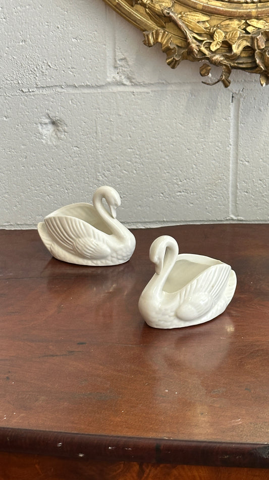 Pair of Vintage Swan Shaped Planters