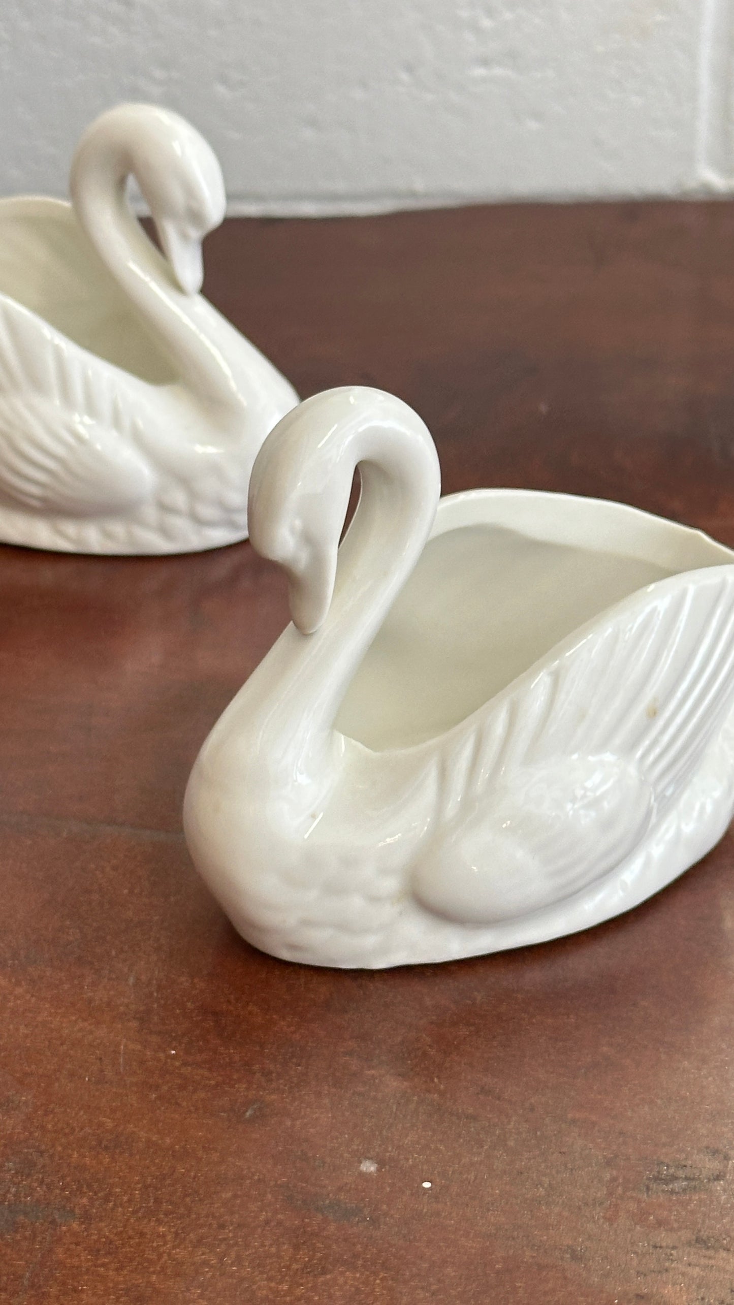 Pair of Vintage Swan Shaped Planters